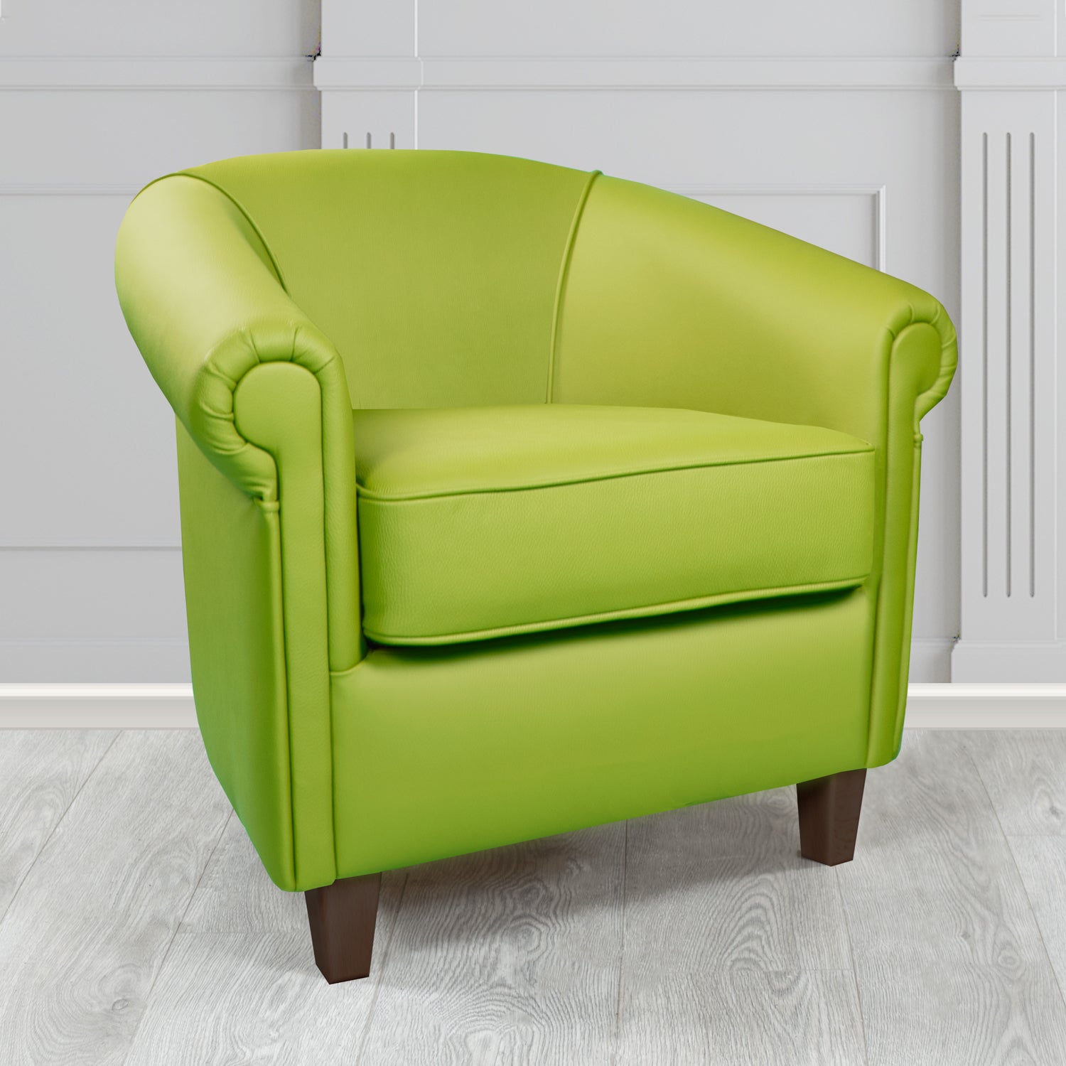 Siena Tub Chair in Crib 5 Shelly Field Green Genuine Leather - The Tub Chair Shop