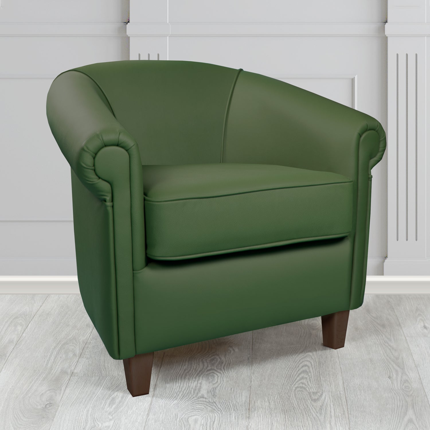 Siena Tub Chair in Crib 5 Shelly Forest Green Genuine Leather - The Tub Chair Shop