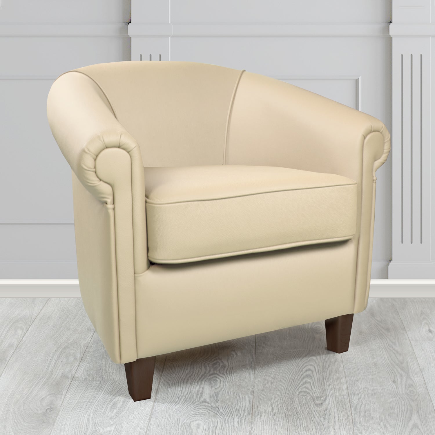 Siena Tub Chair in Crib 5 Shelly Ivory Genuine Leather - The Tub Chair Shop