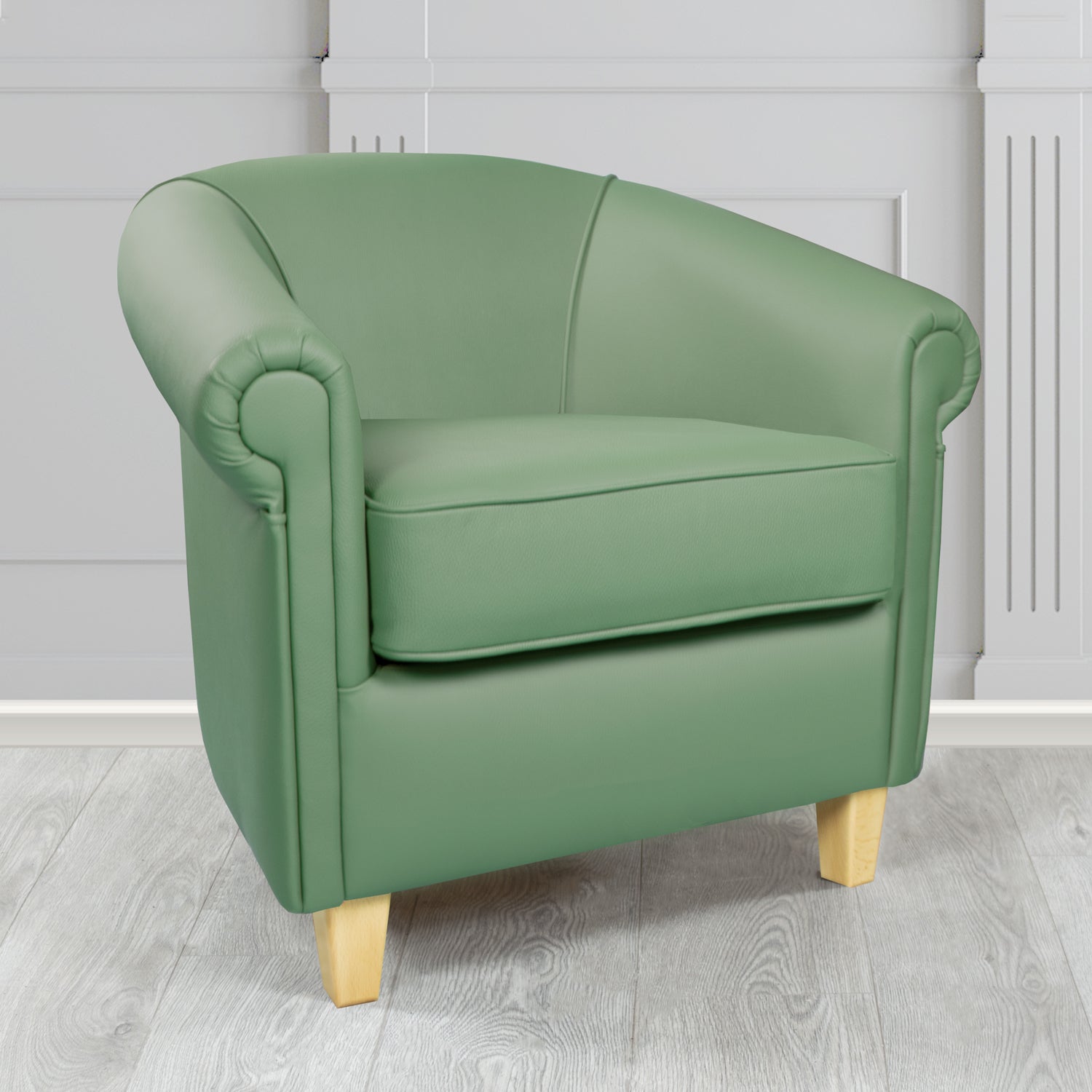 Siena Tub Chair in Crib 5 Shelly Lichen Genuine Leather - The Tub Chair Shop
