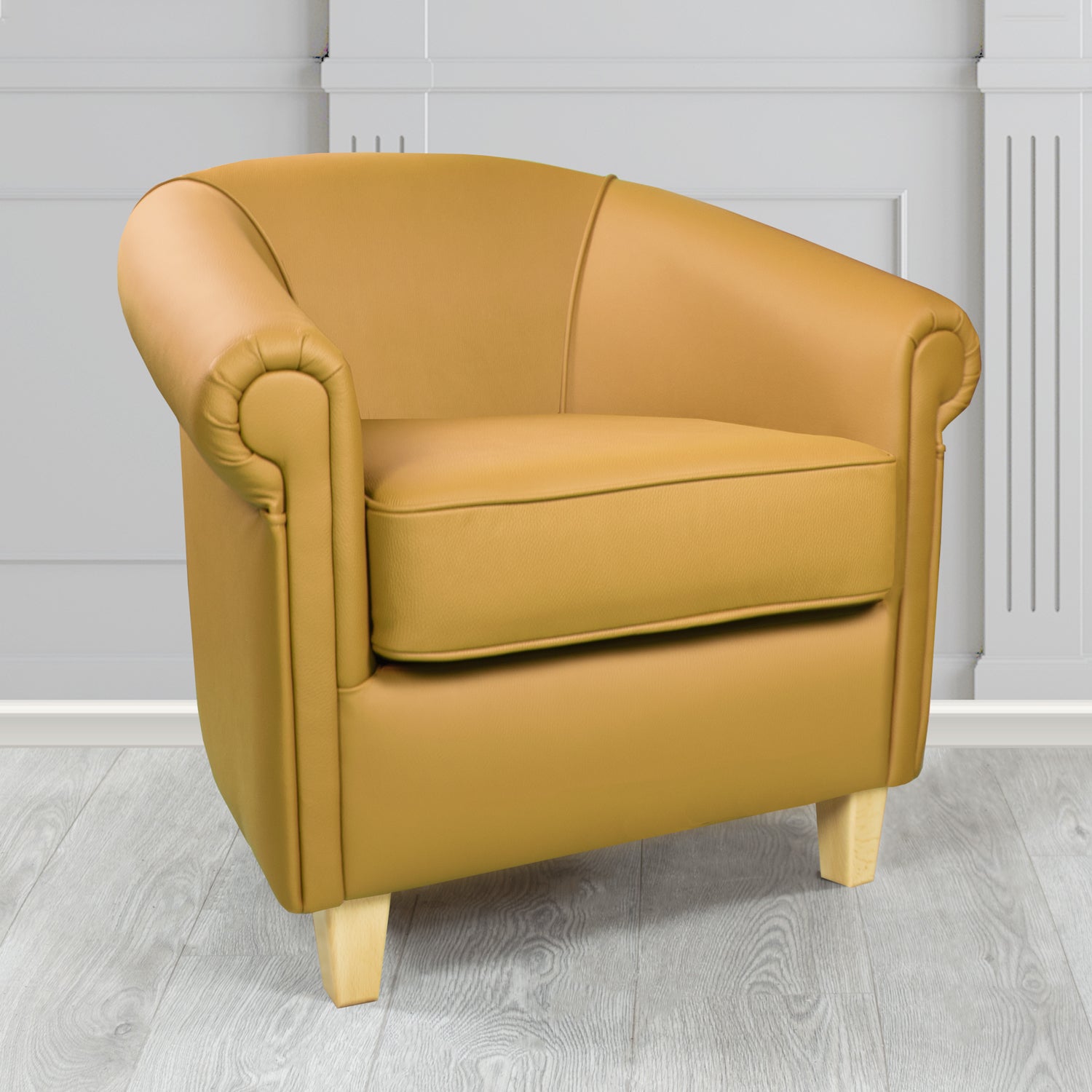Siena Tub Chair in Crib 5 Shelly Parchment Genuine Leather - The Tub Chair Shop