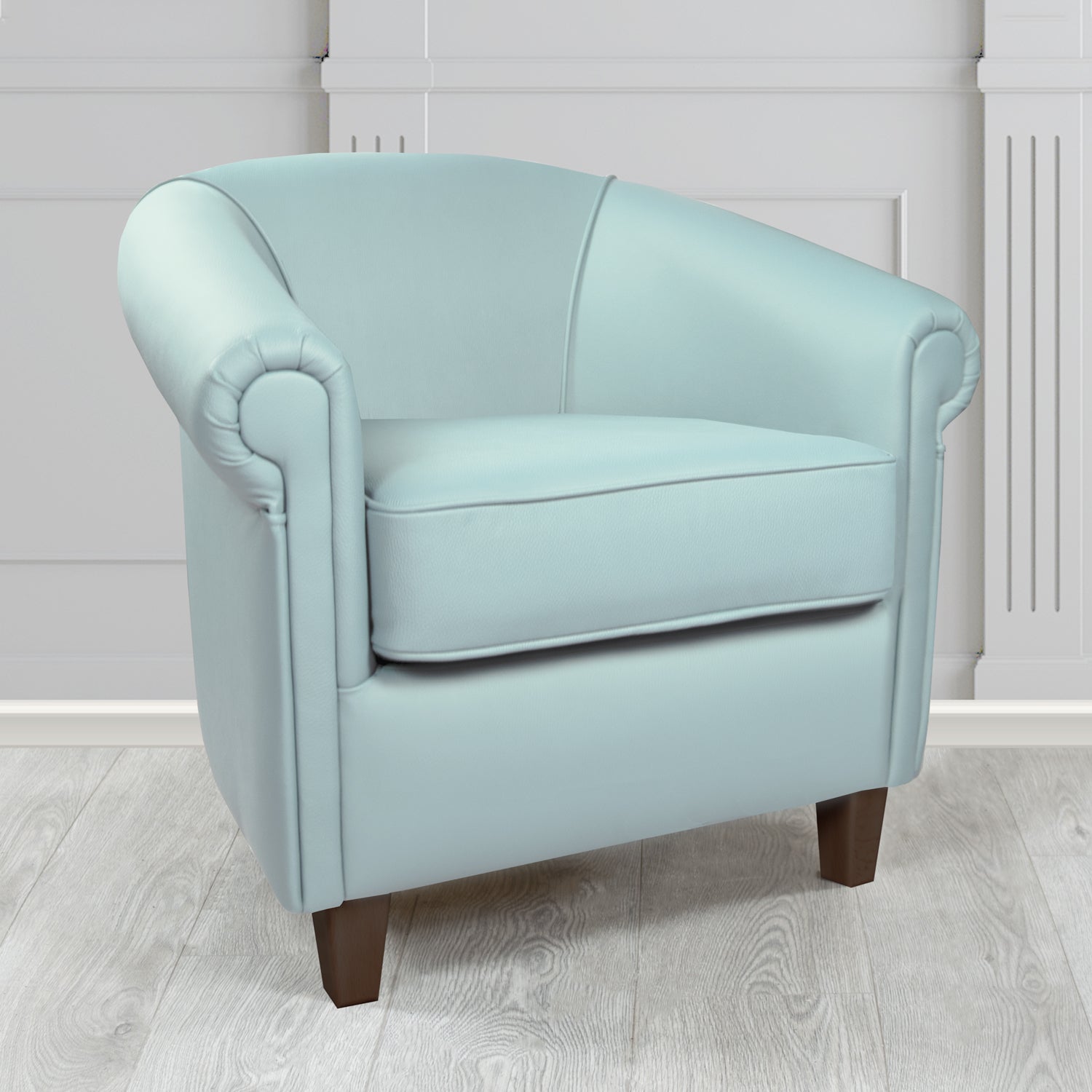 Siena Tub Chair in Crib 5 Shelly Parlour Blue Genuine Leather - The Tub Chair Shop