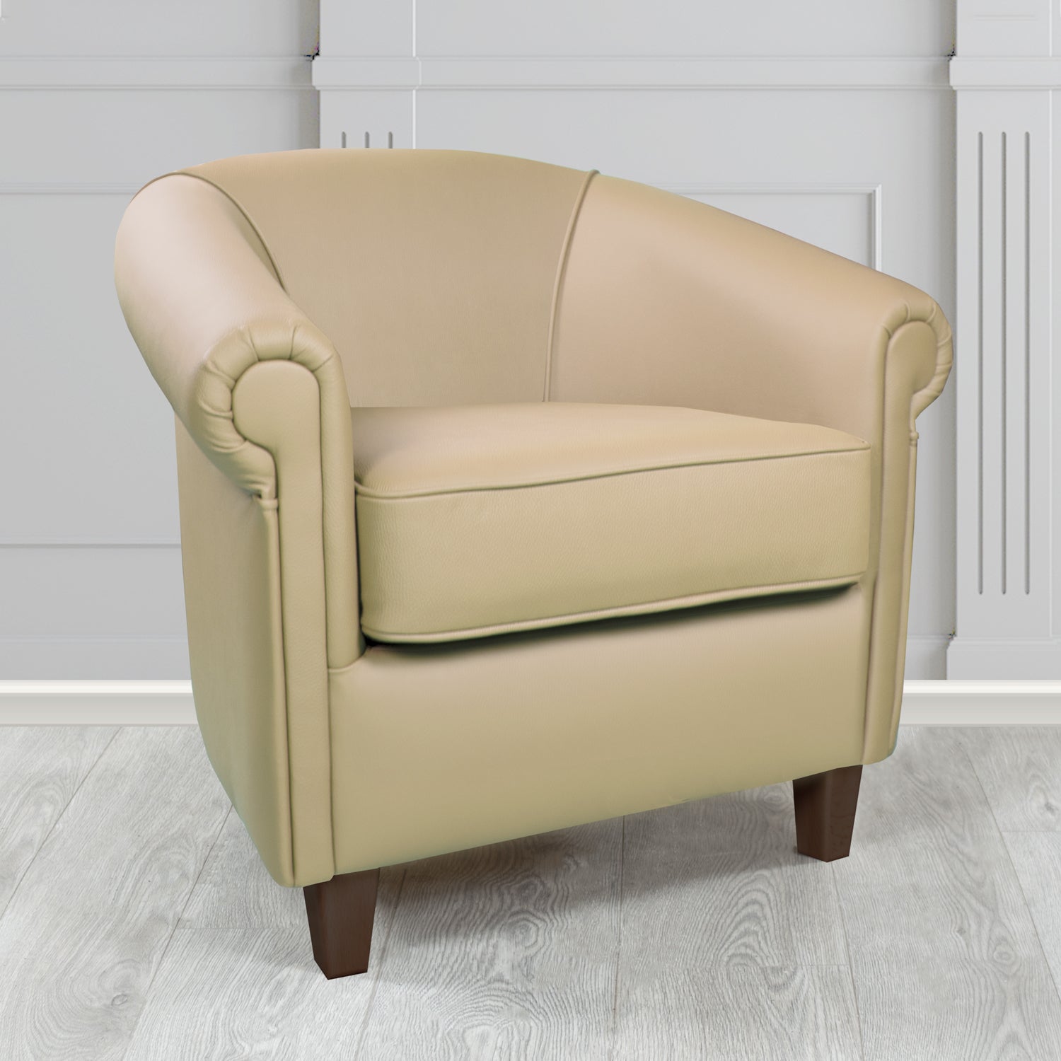 Siena Tub Chair in Crib 5 Shelly Pebble Genuine Leather - The Tub Chair Shop