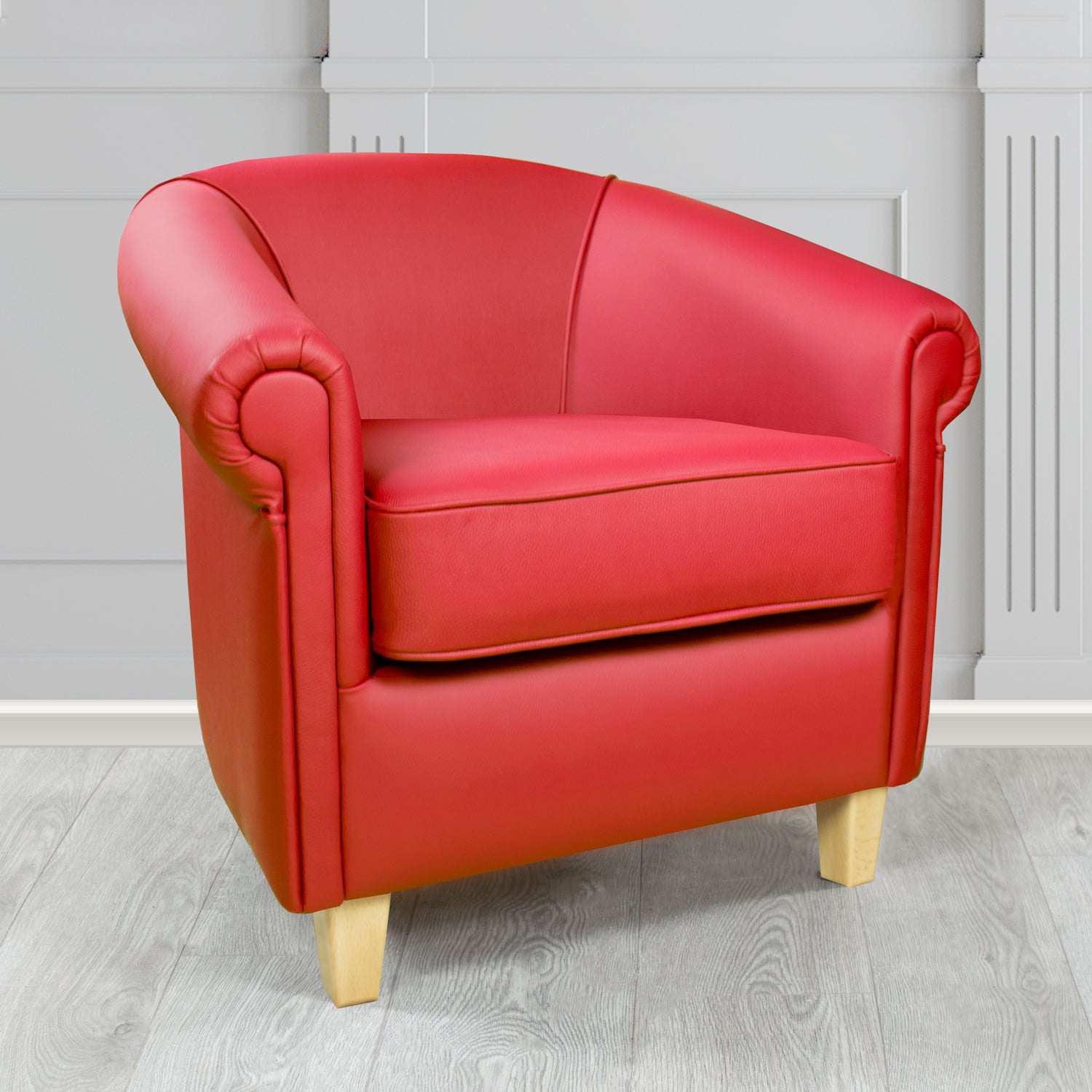 Siena Tub Chair in Crib 5 Shelly Poppy Genuine Leather - The Tub Chair Shop