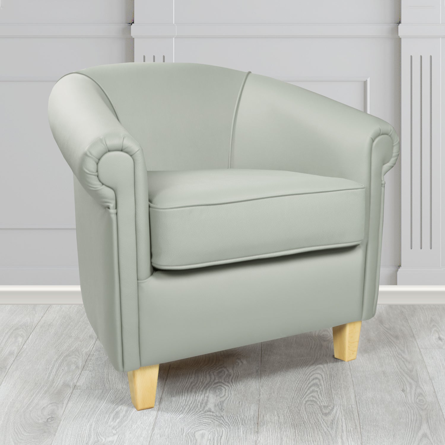 Siena Tub Chair in Crib 5 Shelly Silver Grey Genuine Leather - The Tub Chair Shop