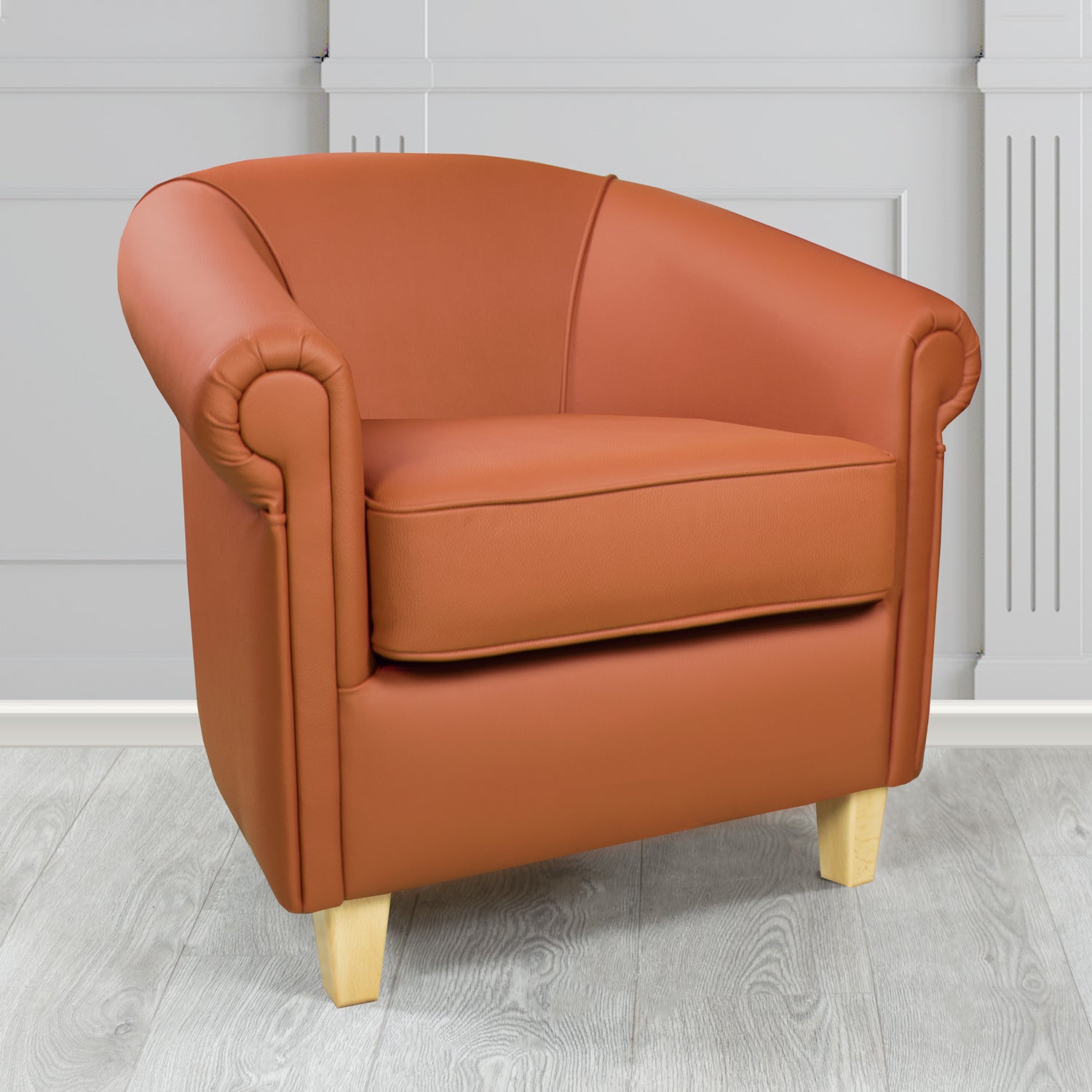 Siena Tub Chair in Crib 5 Shelly Spice Genuine Leather - The Tub Chair Shop