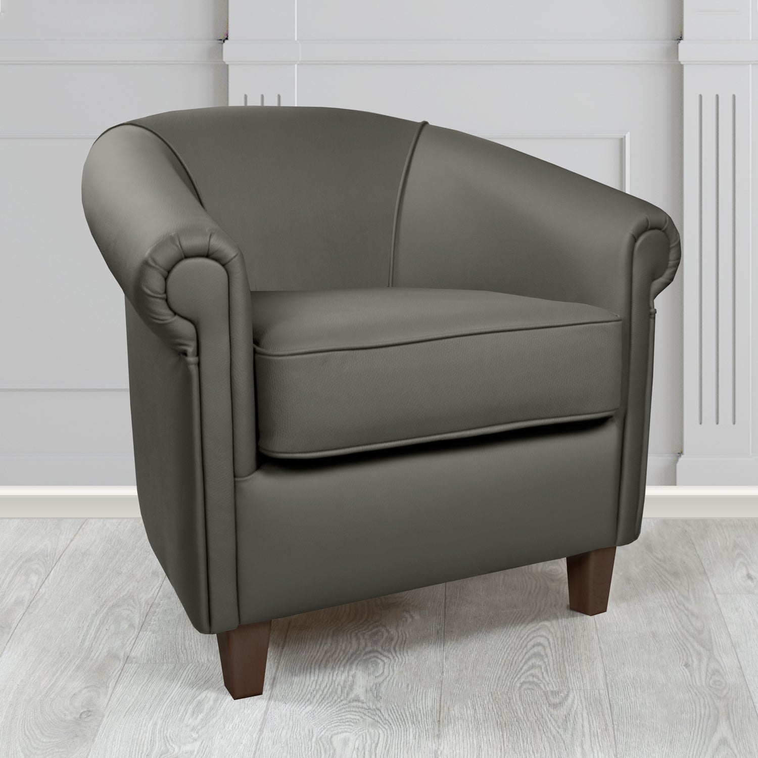 Siena Tub Chair in Crib 5 Shelly Steel Genuine Leather - The Tub Chair Shop