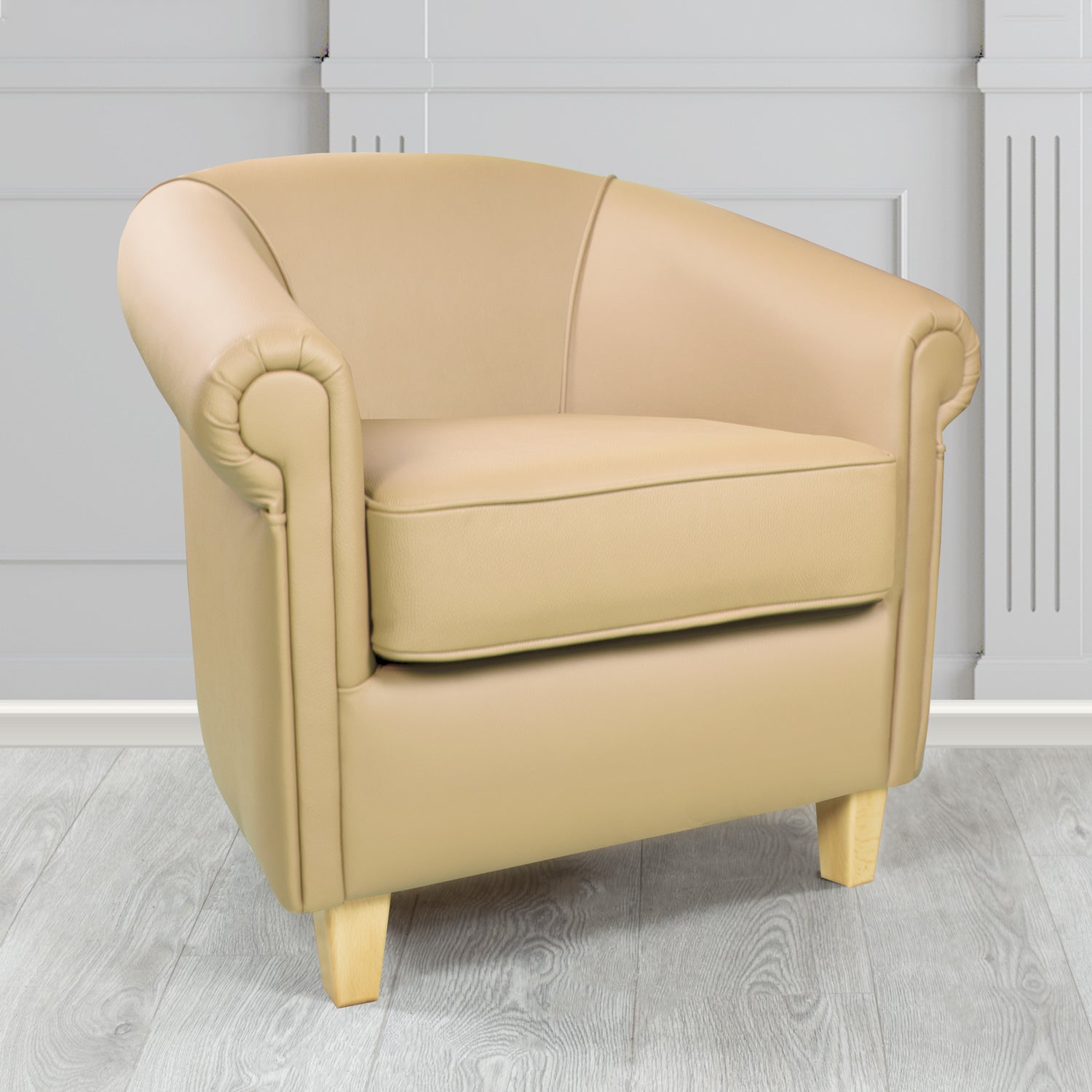 Siena Tub Chair in Crib 5 Shelly Stone Genuine Leather - The Tub Chair Shop