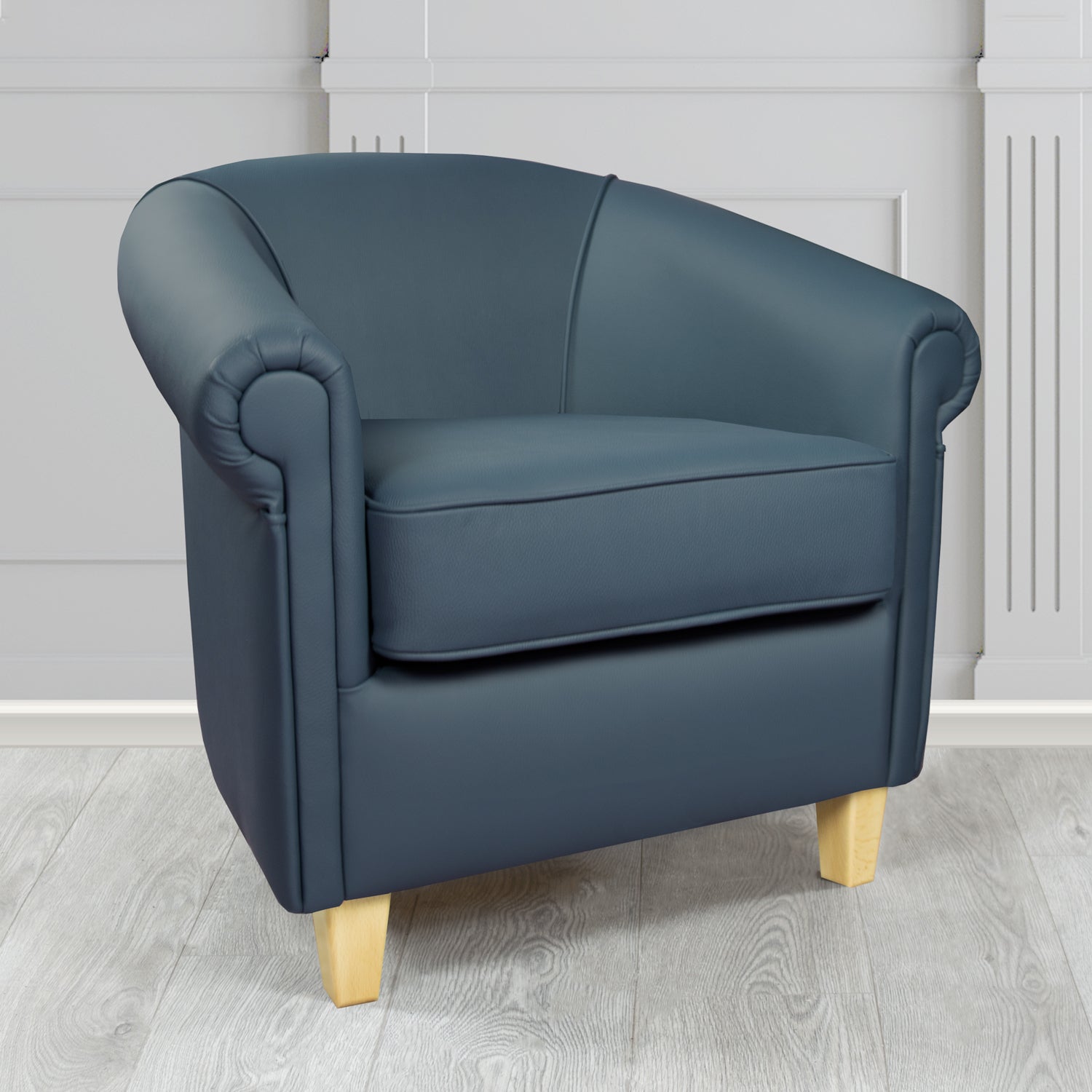 Siena Tub Chair in Crib 5 Shelly Suffolk Blue Genuine Leather - The Tub Chair Shop