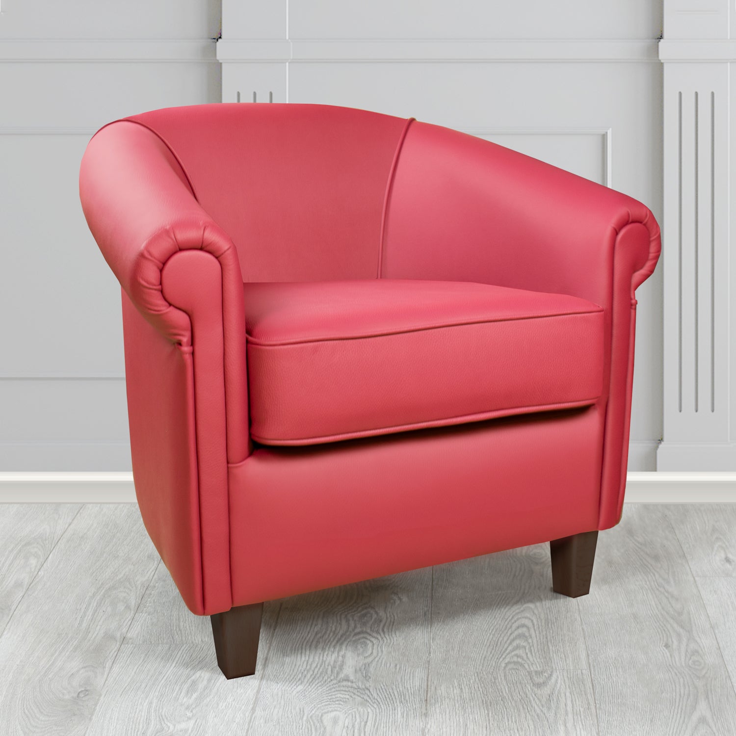 Siena Tub Chair in Crib 5 Shelly Velvet Red Genuine Leather - The Tub Chair Shop