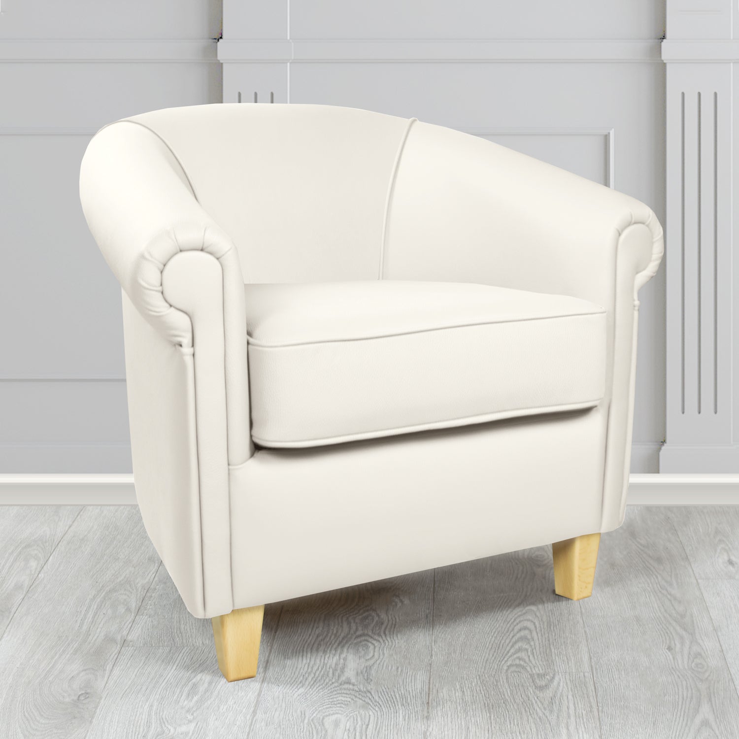 Siena Tub Chair in Crib 5 Shelly White Genuine Leather - The Tub Chair Shop