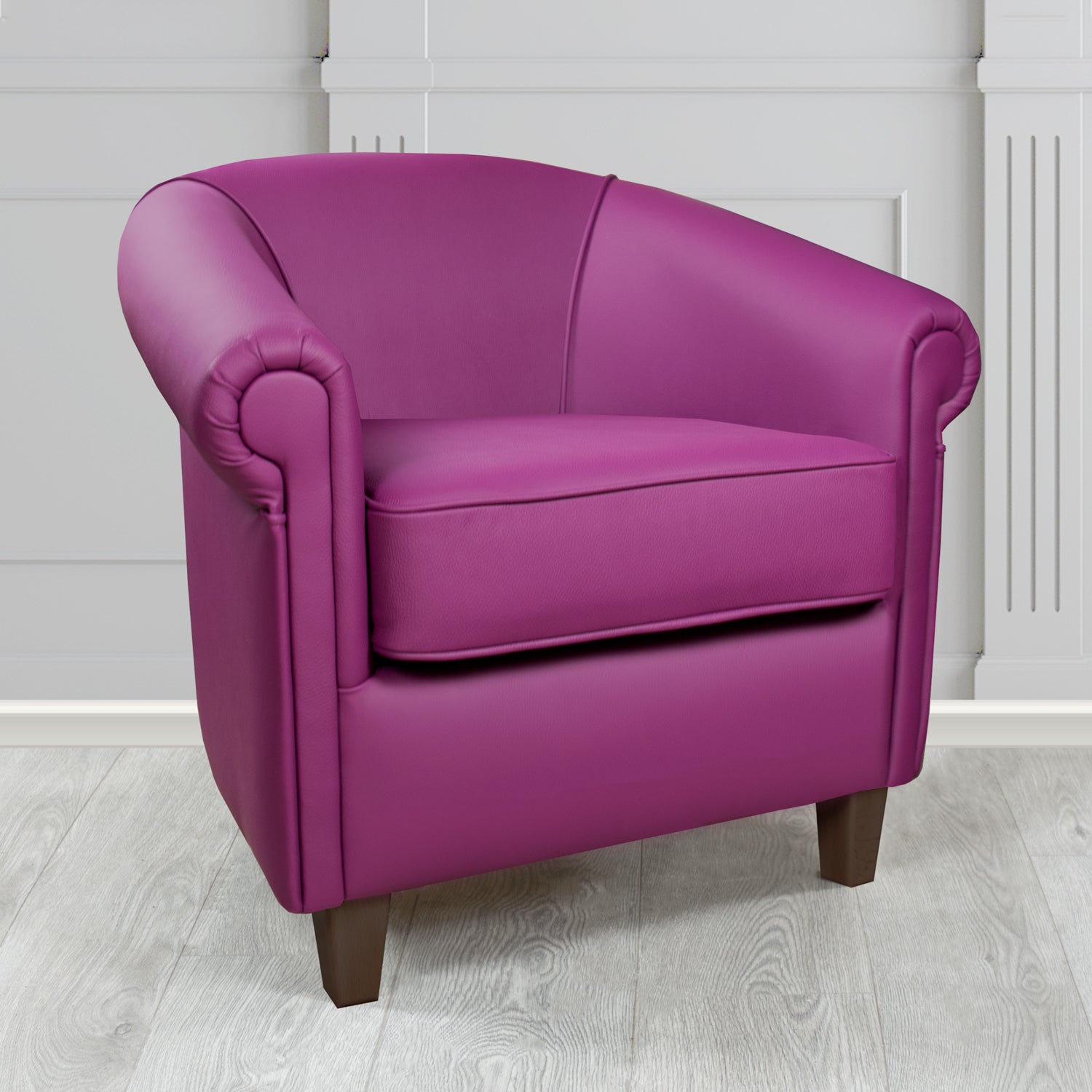 Siena Tub Chair in Crib 5 Shelly Wineberry Genuine Leather - The Tub Chair Shop