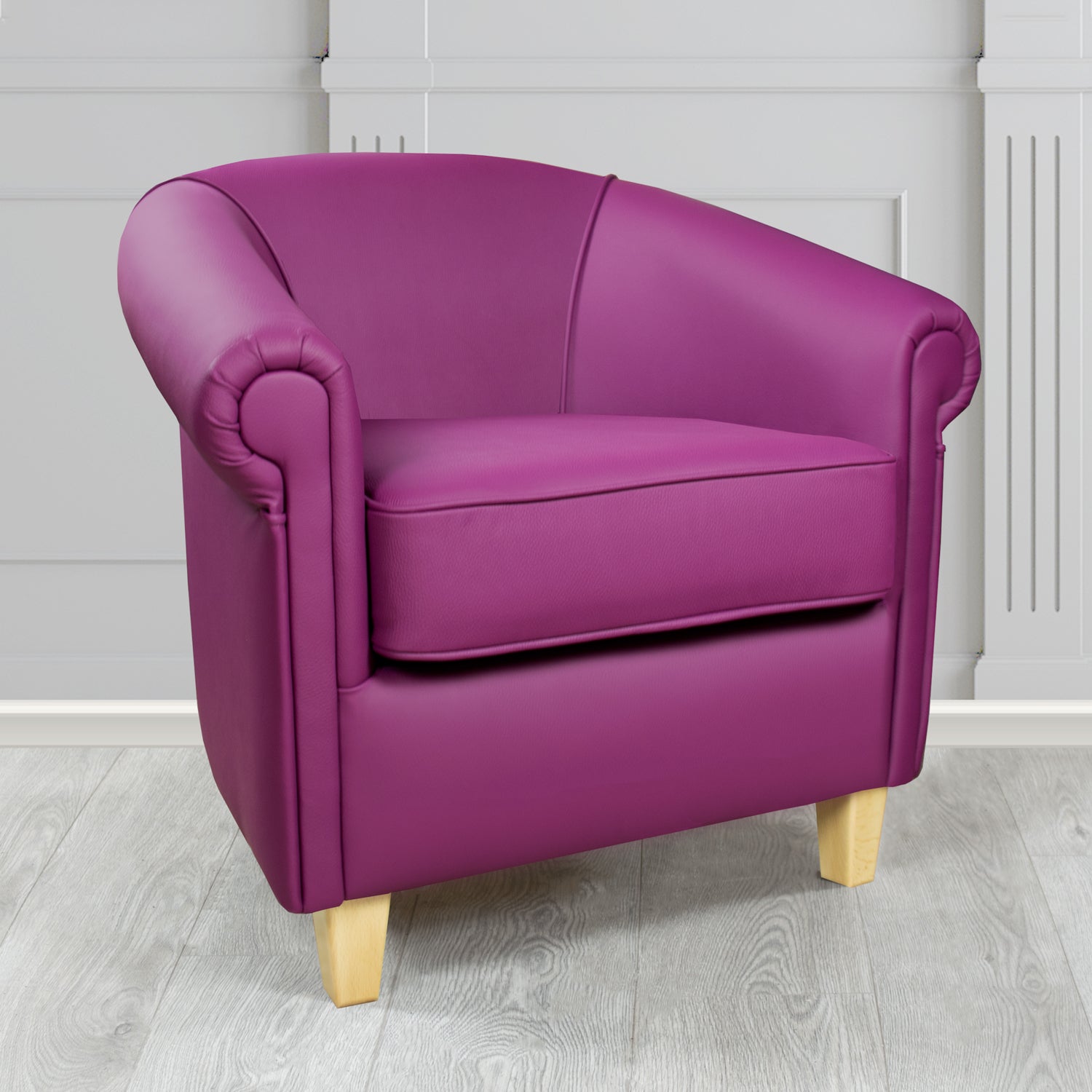 Siena Tub Chair in Crib 5 Shelly Wineberry Genuine Leather - The Tub Chair Shop