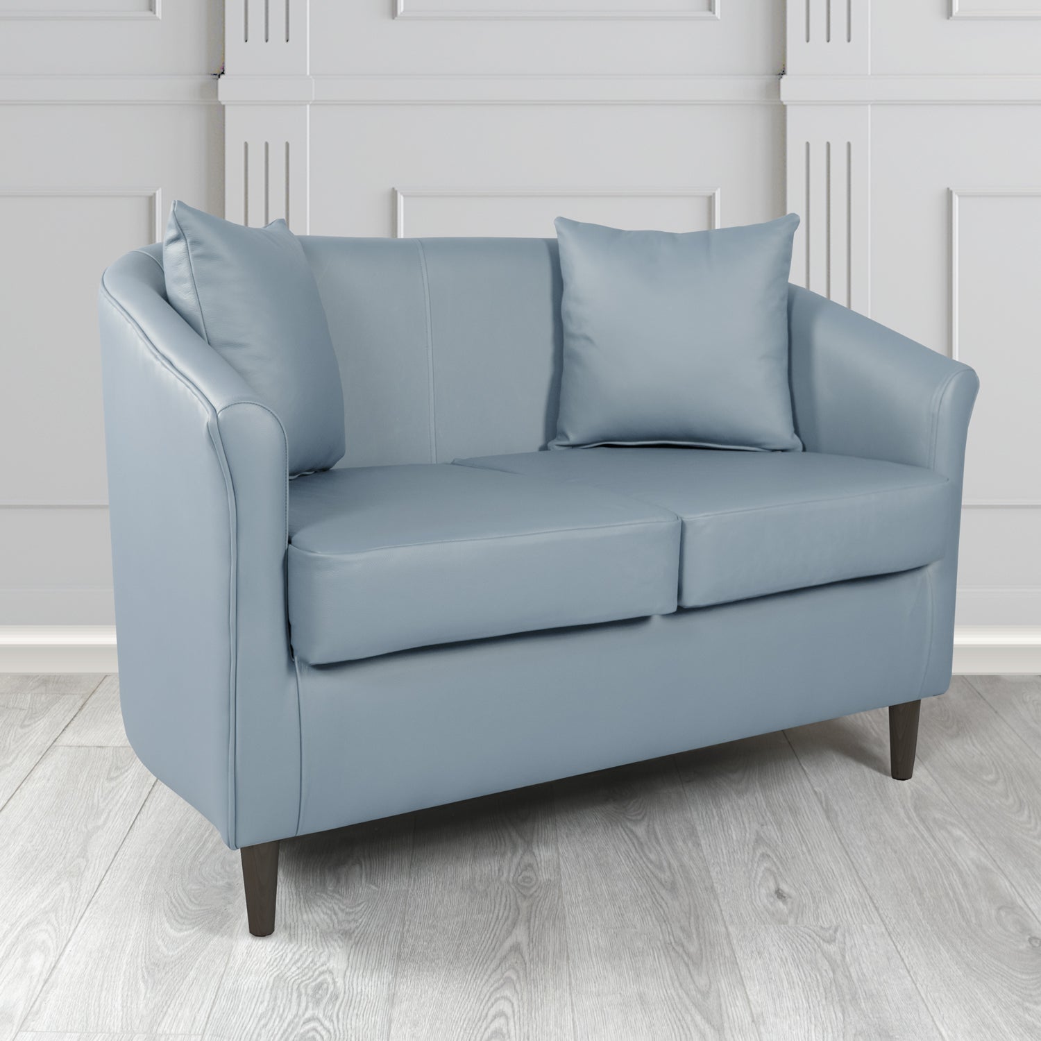 St Tropez Shelly Iceblast Crib 5 Genuine Leather 2 Seater Tub Sofa with Scatter Cushions - The Tub Chair Shop