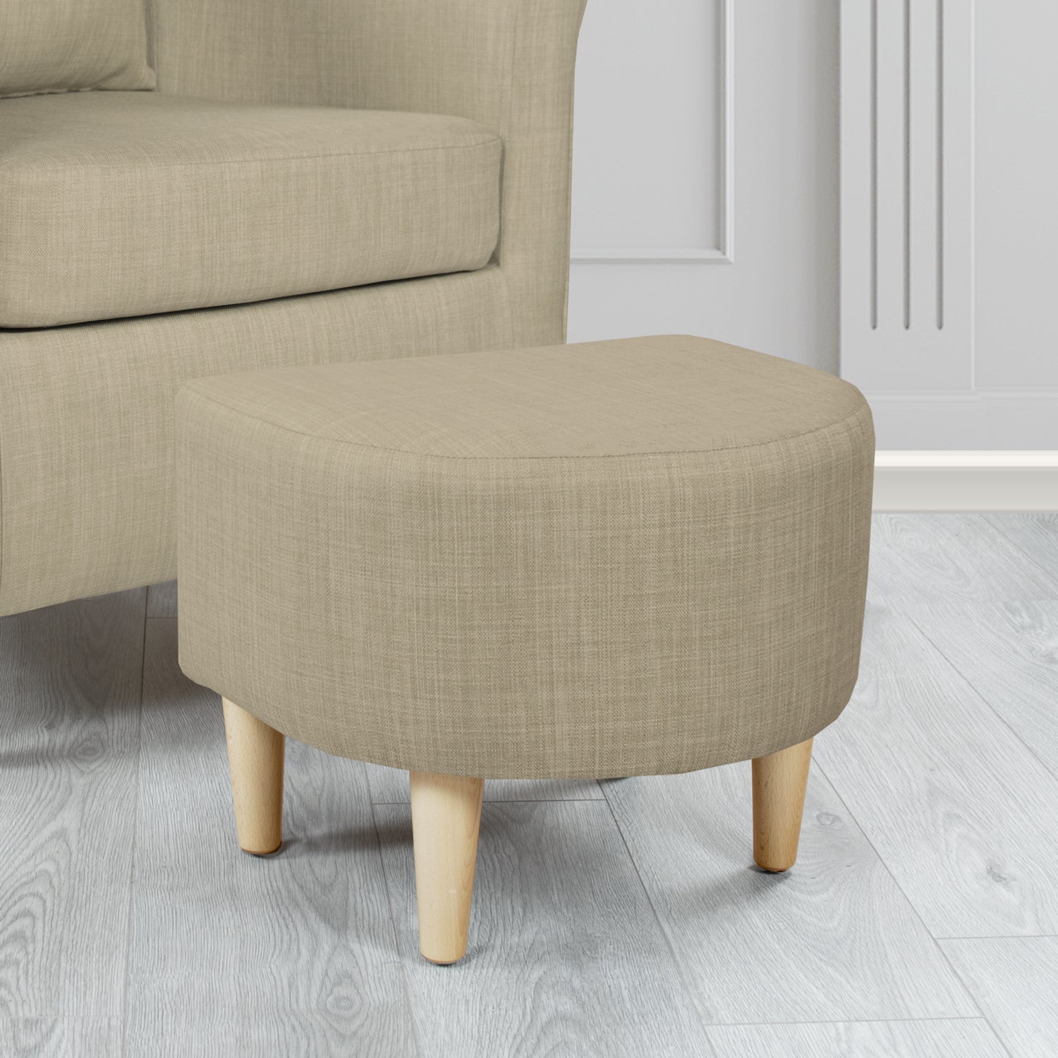 St Tropez Charles Fudge Plain Linen Fabric Footstool