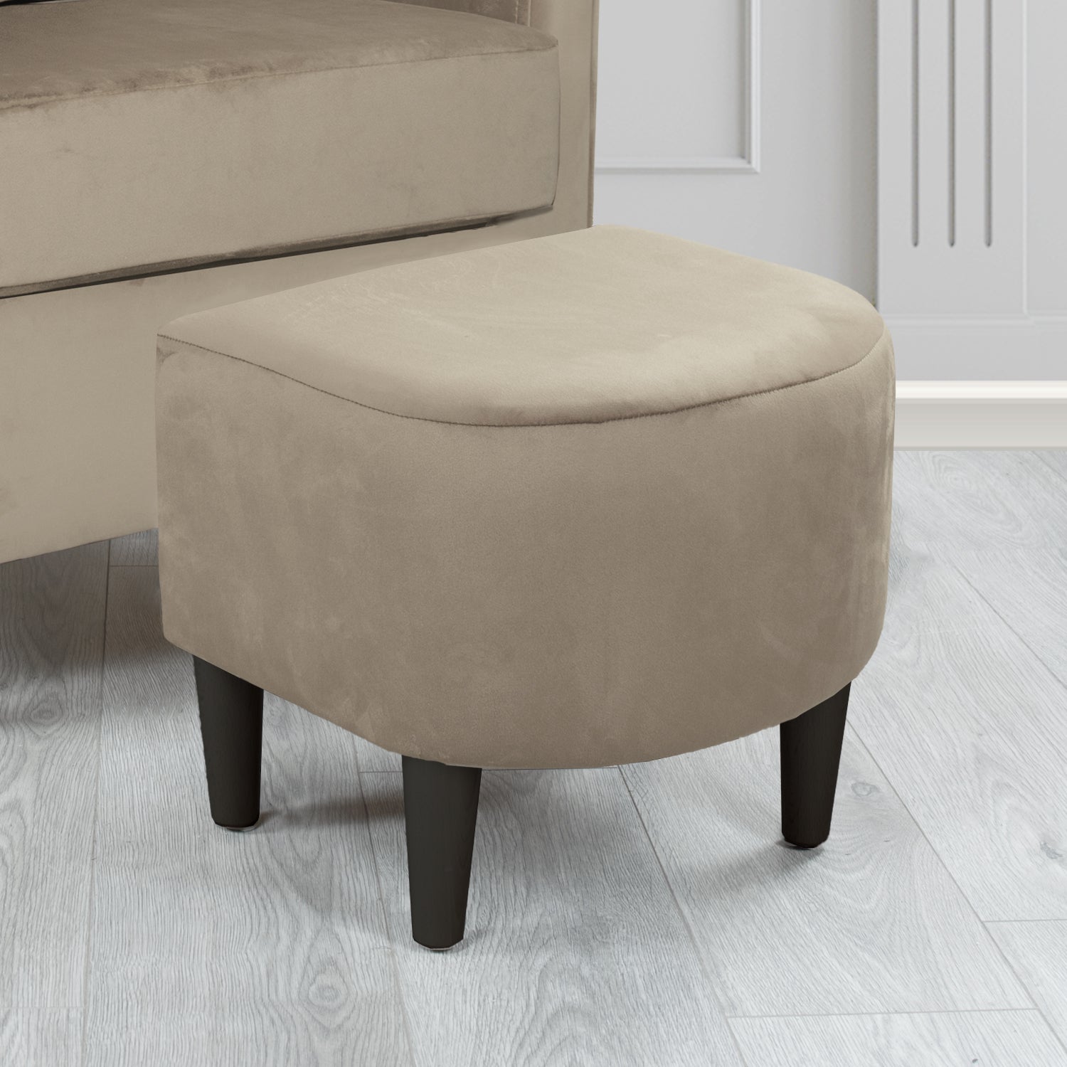 St Tropez Monaco Cedar Plush Plain Velvet Fabric Footstool (6606667743274)