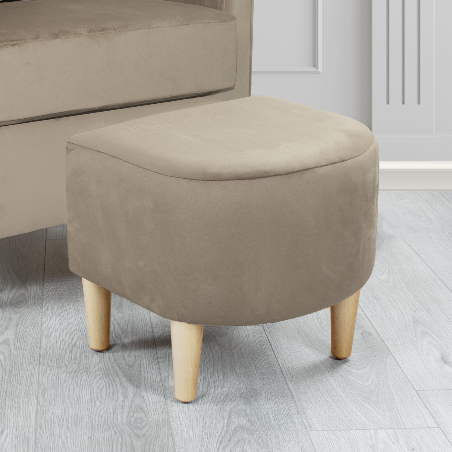 St Tropez Monaco Cedar Plush Plain Velvet Fabric Footstool (6606667743274)