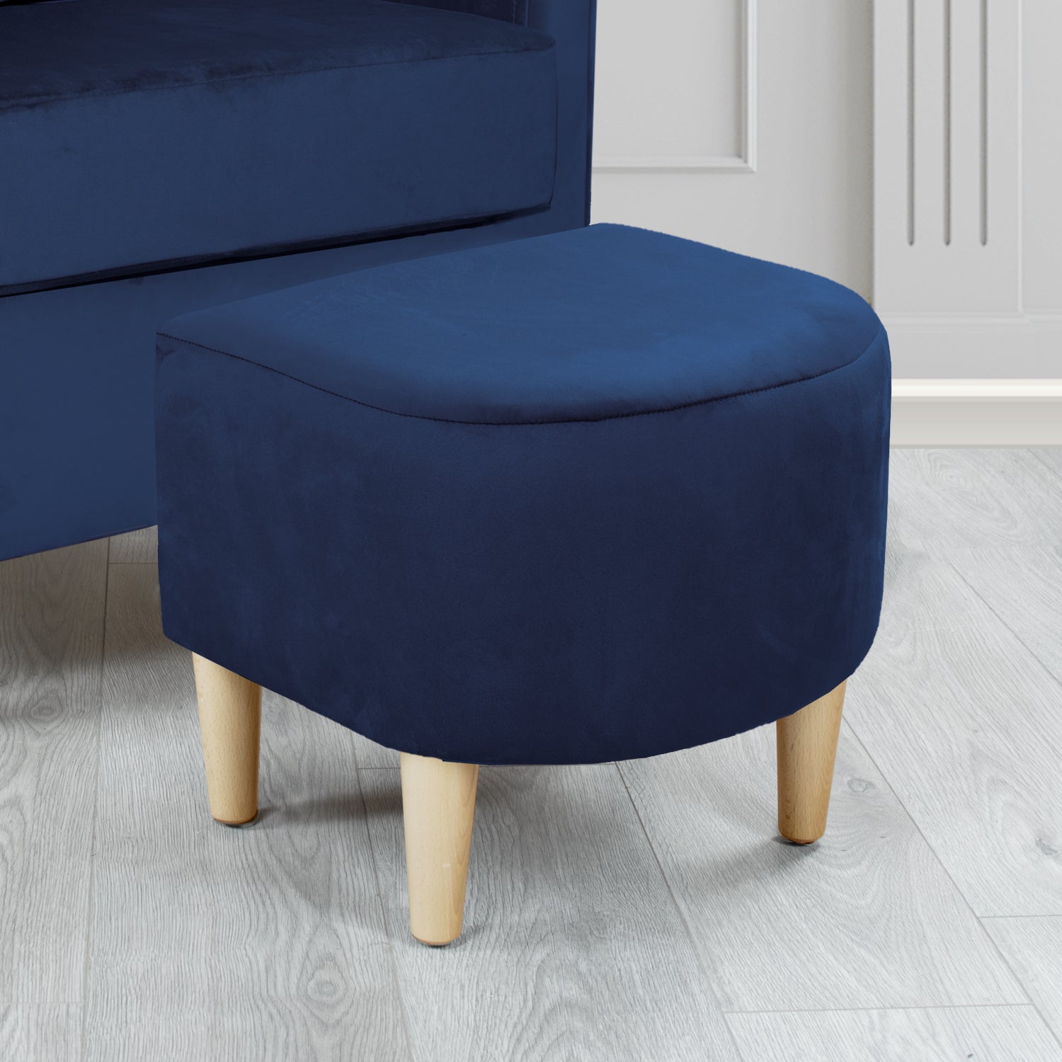 St Tropez Monaco Royal Plush Plain Velvet Fabric Footstool (6606673674282)