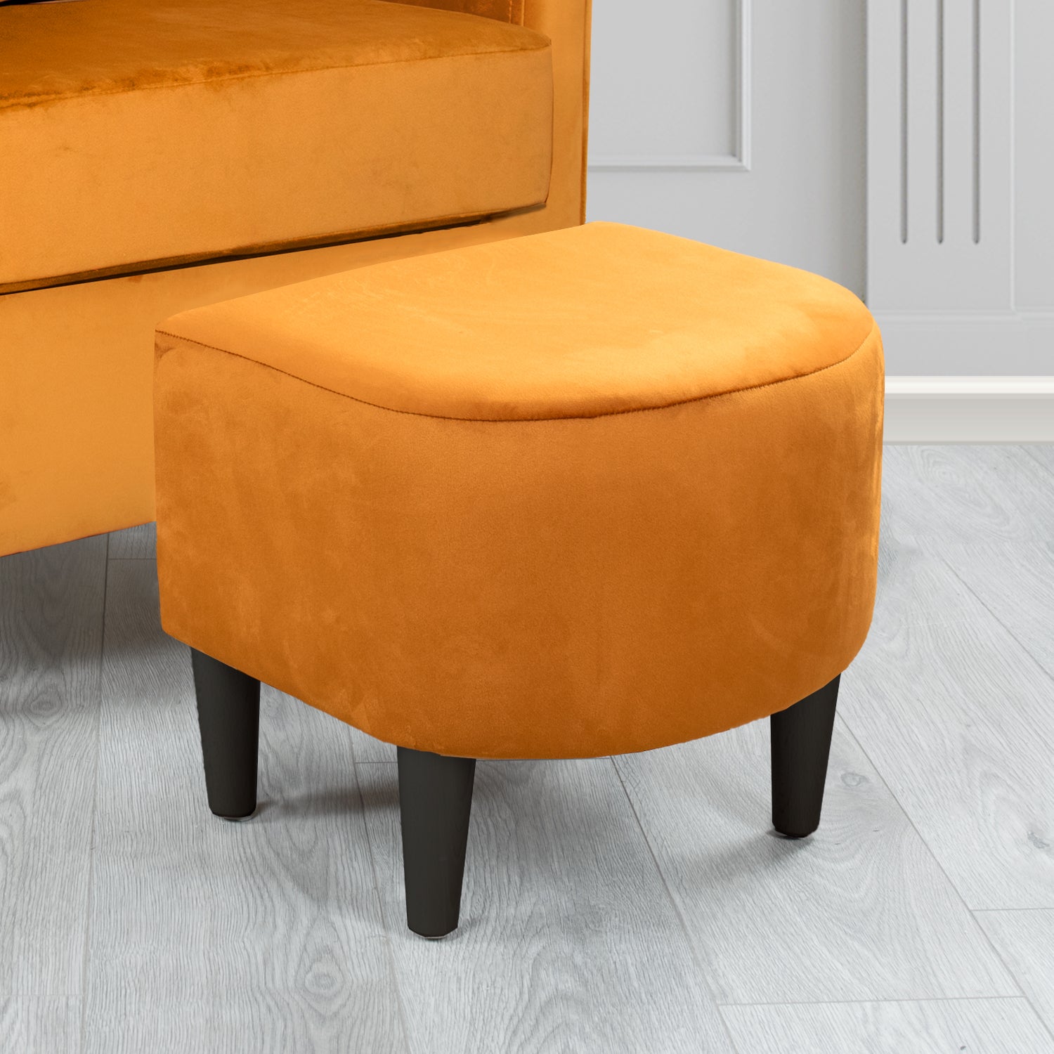 St Tropez Monaco Saffron Plush Plain Velvet Fabric Footstool (6606674034730)