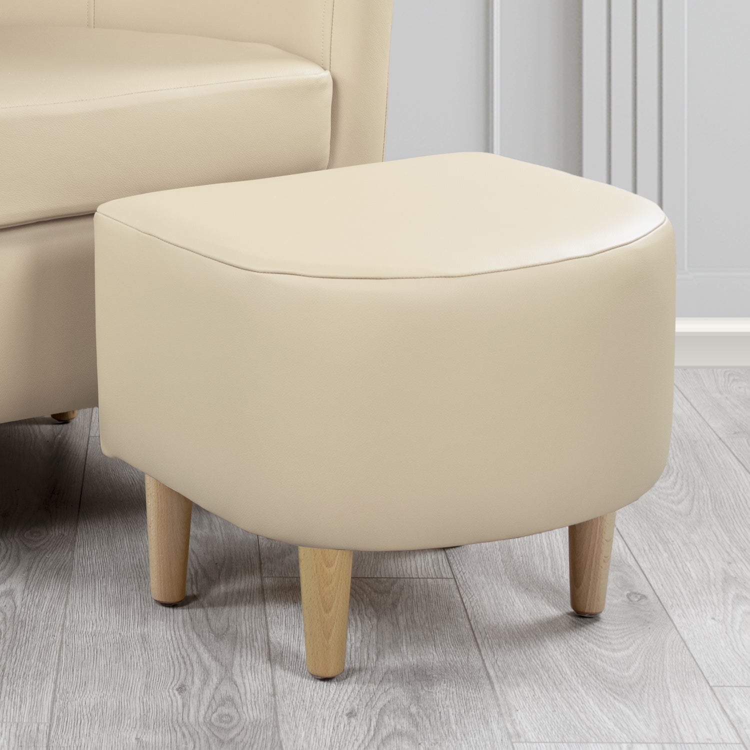 St Tropez Shelly Almond Crib 5 Genuine Leather Footstool (4631405101098)