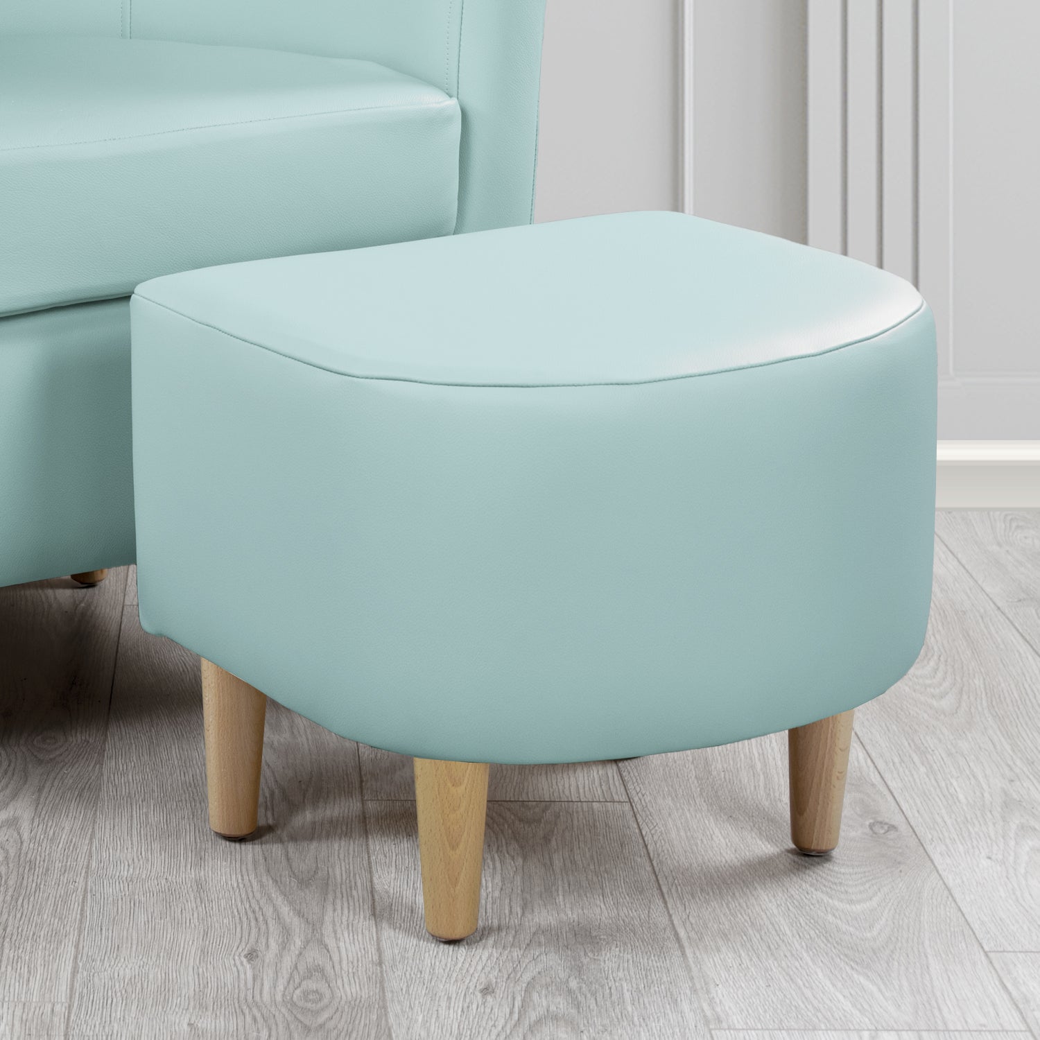 St Tropez Shelly Parlour Blue Crib 5 Genuine Leather Footstool (4631425777706)