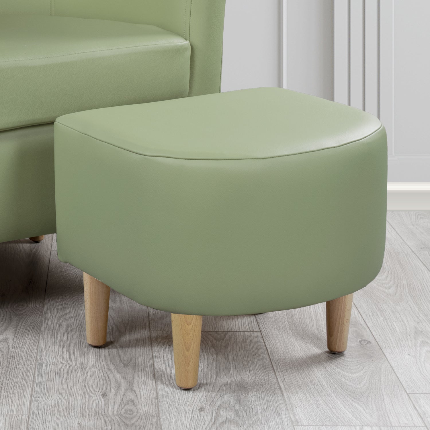 St Tropez Shelly Thyme Green Crib 5 Genuine Leather Footstool (4631438098474)