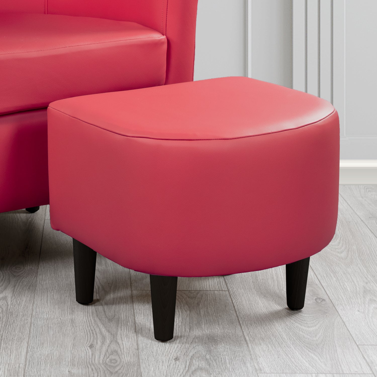 St Tropez Shelly Velvet Red Crib 5 Genuine Leather Footstool (4631438884906)