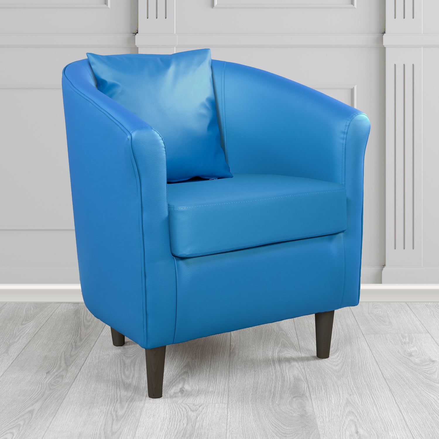 St Tropez Blue DBL Faux Leather Tub Chair (6628343283754)