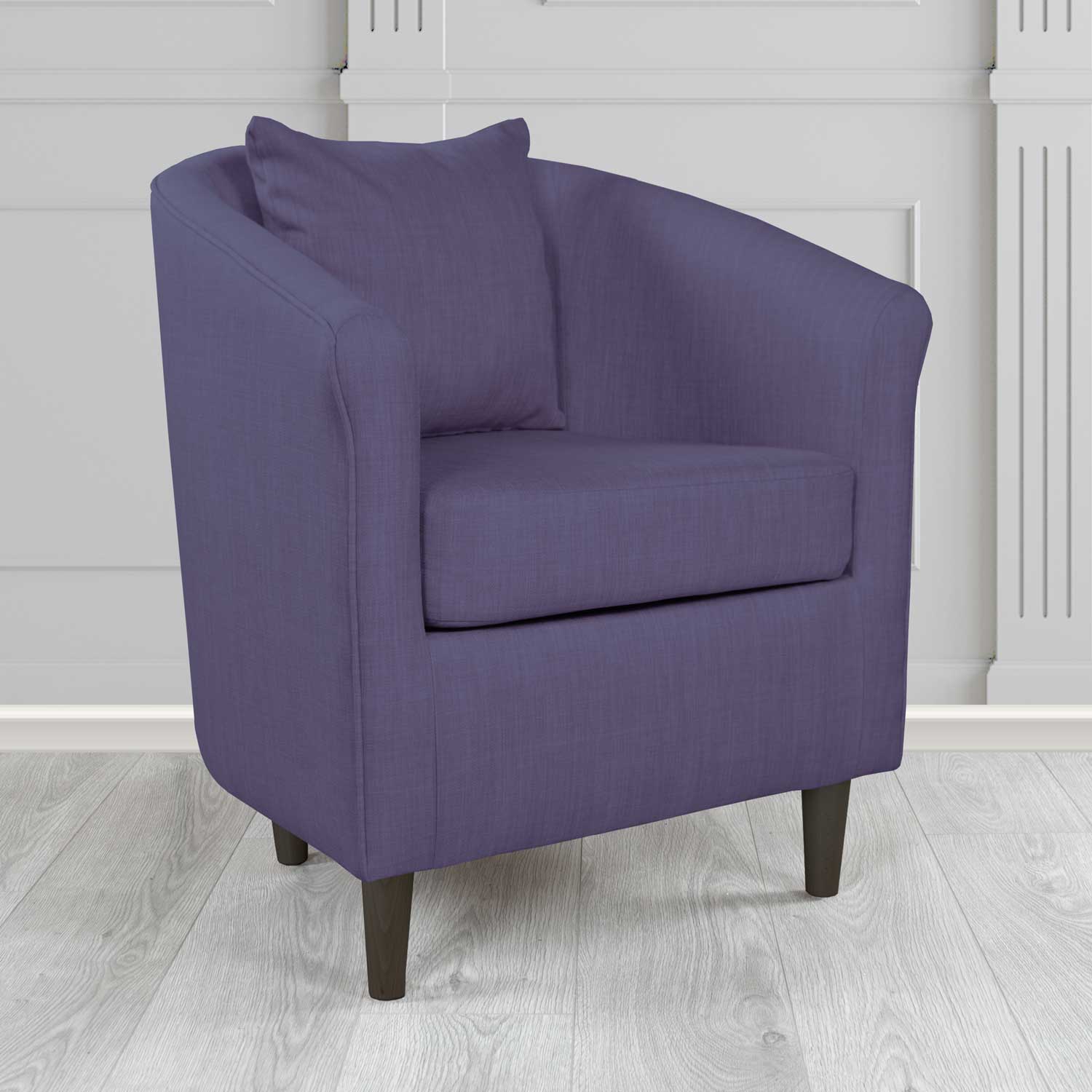 St Tropez Charles Purple Plain Linen Fabric Tub Chair - The Tub Chair Shop