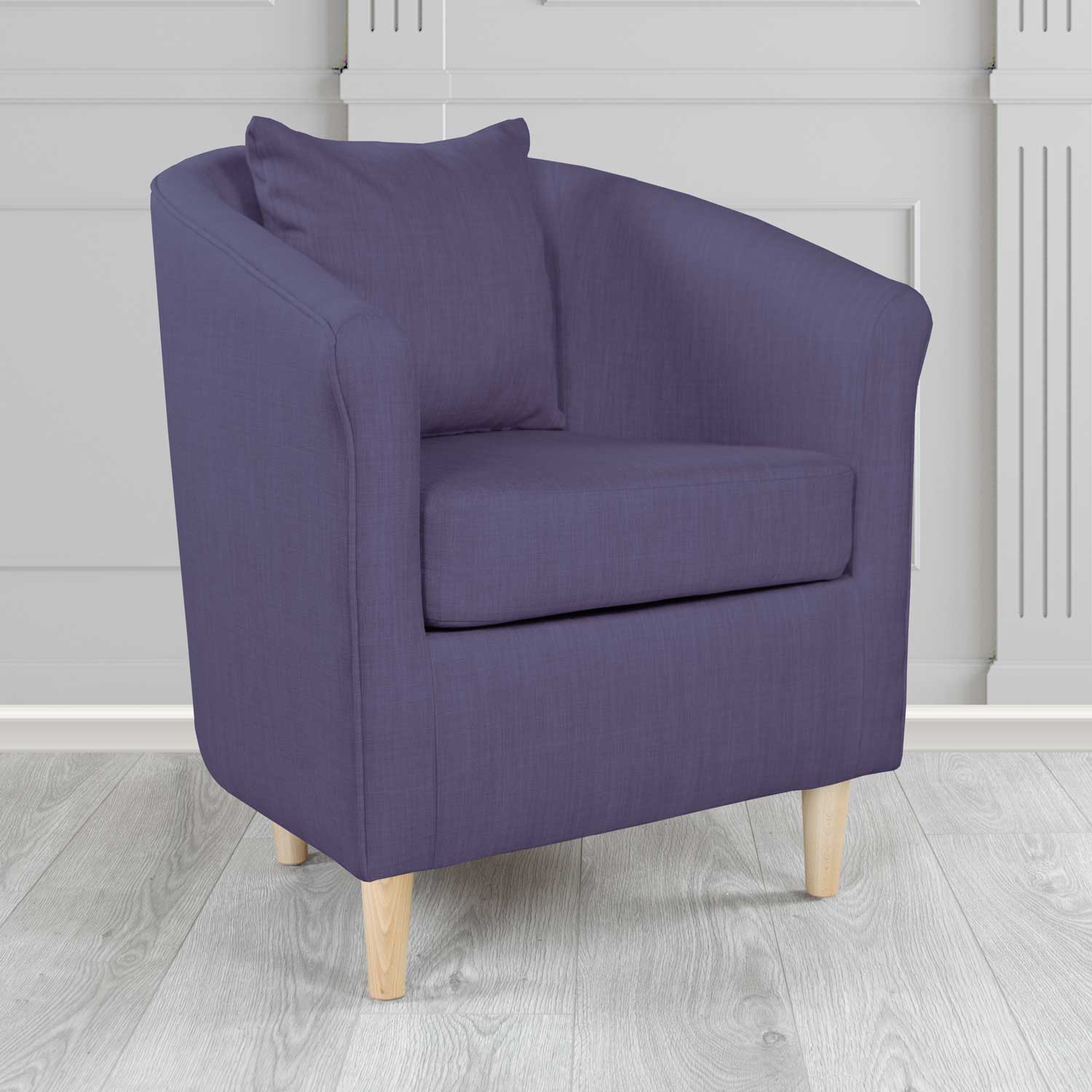 St Tropez Charles Purple Plain Linen Fabric Tub Chair - The Tub Chair Shop