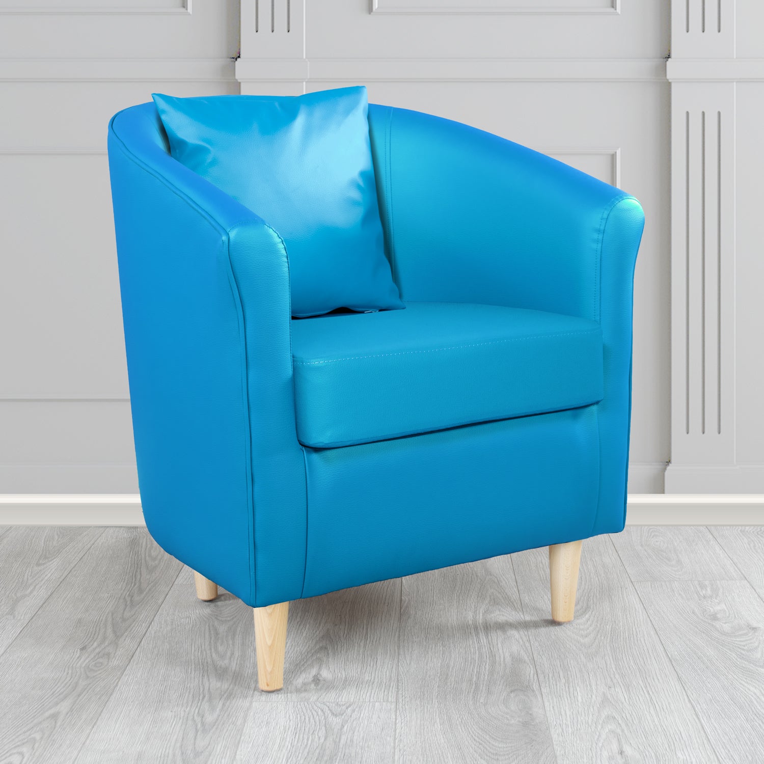 St Tropez Electric Blue DN Faux Leather Tub Chair (6628825038890)