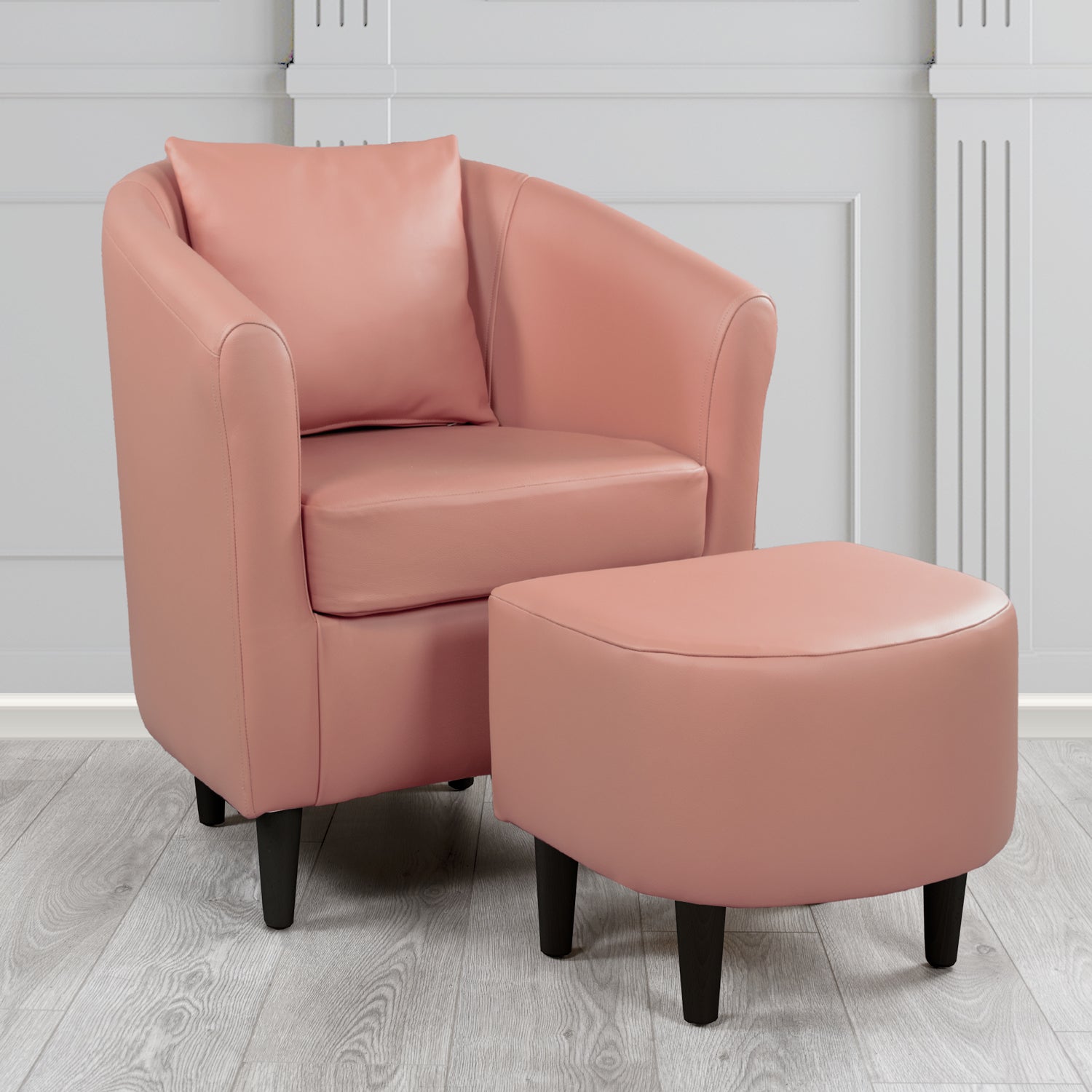 St Tropez Shelly Brick Red Crib 5 Genuine Leather Tub Chair & Footstool Set With Scatter Cushion (6619466563626)