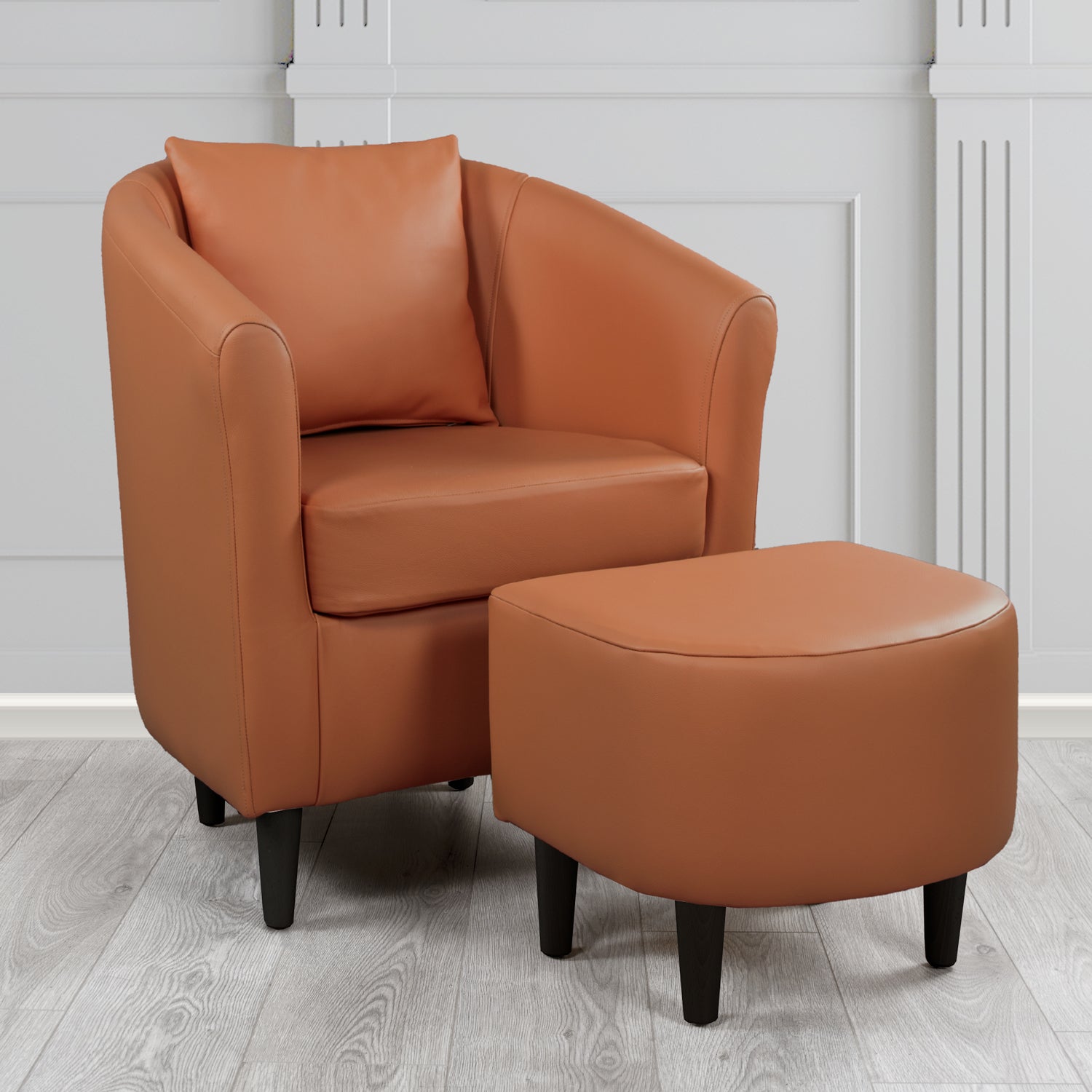 St Tropez Shelly Castagna Crib 5 Genuine Leather Tub Chair & Footstool Set With Scatter Cushion (6619467022378)