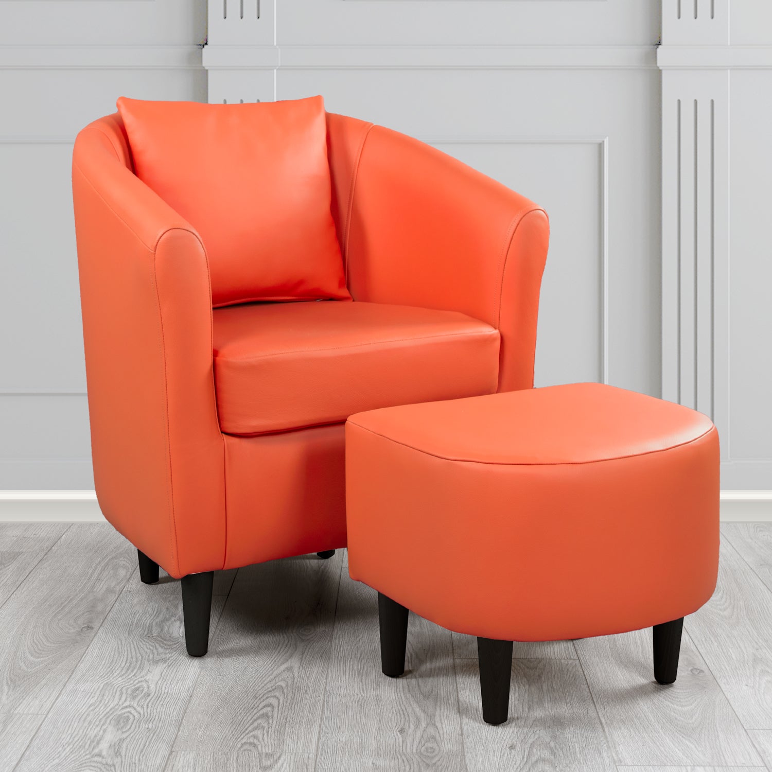 St Tropez Shelly Firestone Crib 5 Genuine Leather Tub Chair & Footstool Set With Scatter Cushion (6619493105706)