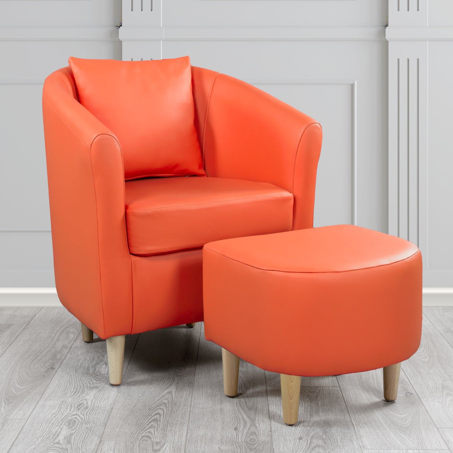St Tropez Shelly Firestone Crib 5 Genuine Leather Tub Chair & Footstool Set With Scatter Cushion (6619493105706)