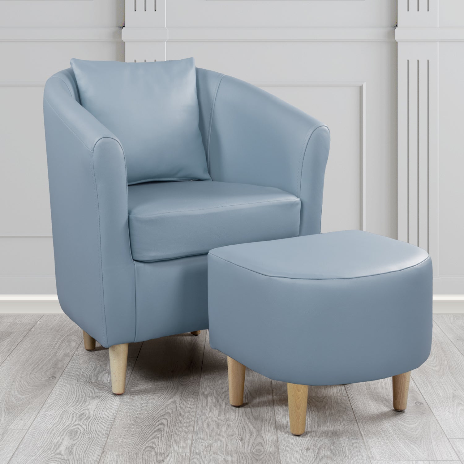 St Tropez Shelly Iceblast Crib 5 Genuine Leather Tub Chair & Footstool Set With Scatter Cushion (6619501428778)