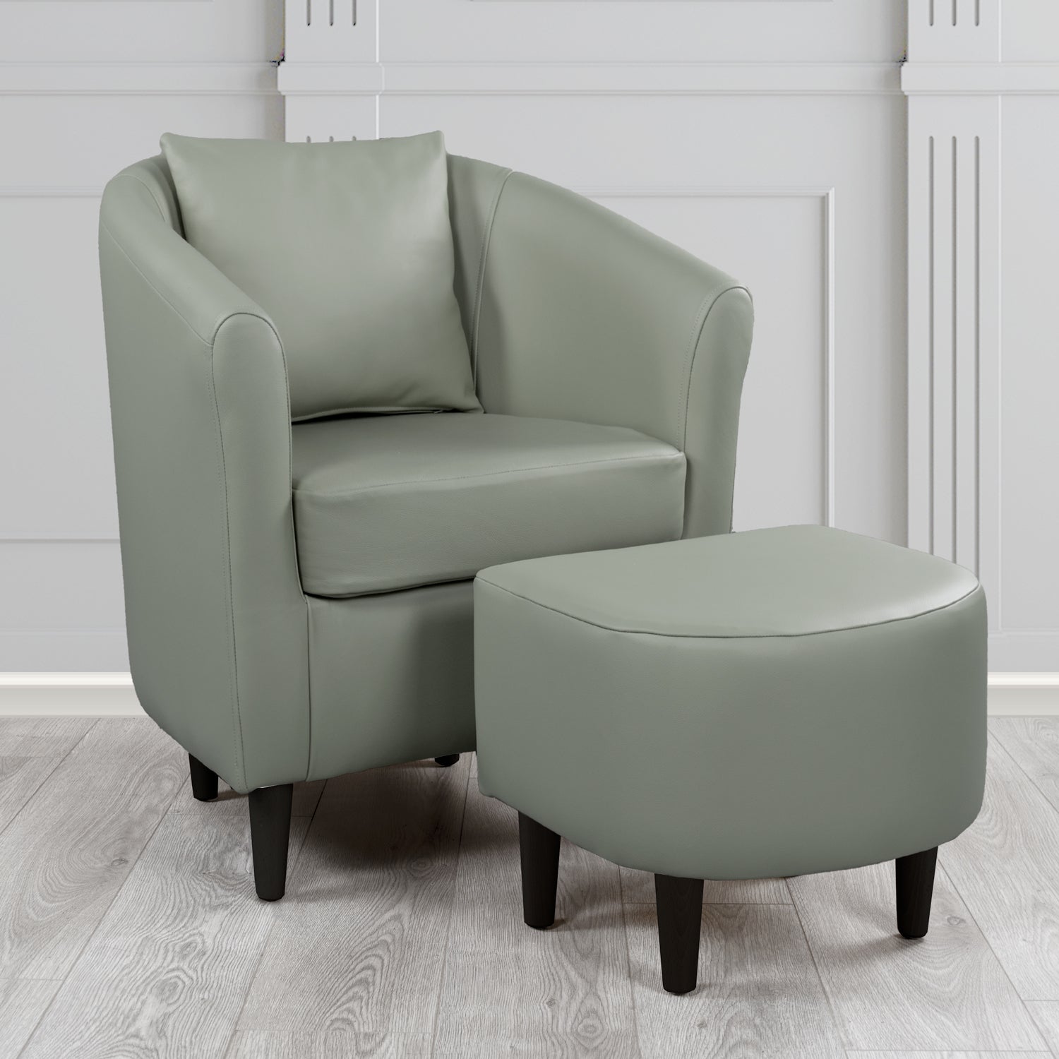 St Tropez Shelly Piping Crib 5 Genuine Leather Tub Chair & Footstool Set With Scatter Cushion (6619513520170)