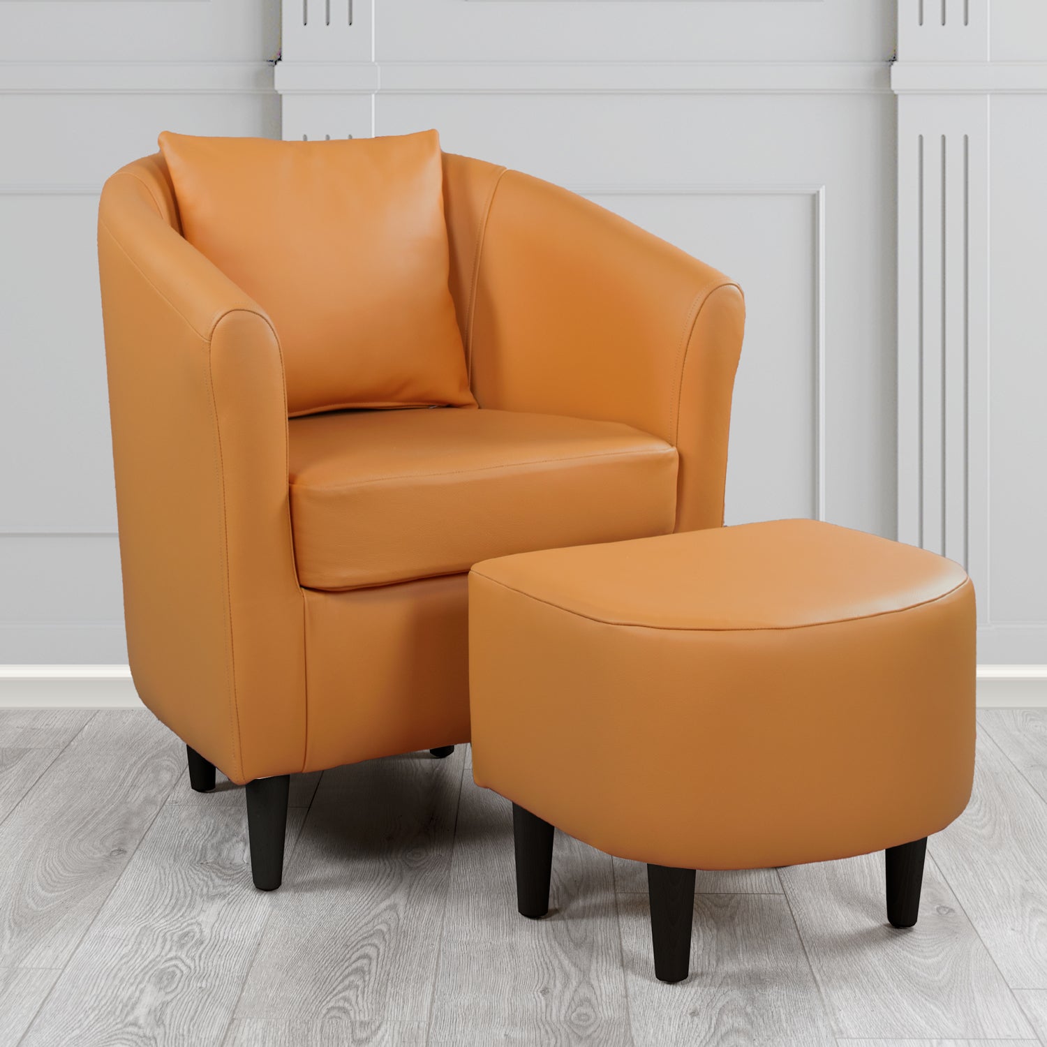St Tropez Shelly Saddle Crib 5 Genuine Leather Tub Chair & Footstool Set With Scatter Cushion (6619518042154)