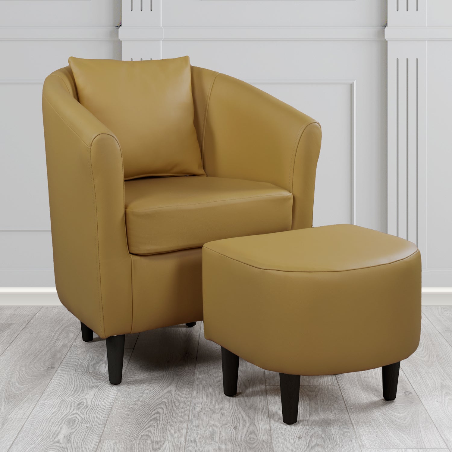 St Tropez Shelly Sage Crib 5 Genuine Leather Tub Chair & Footstool Set With Scatter Cushion (6619522596906)