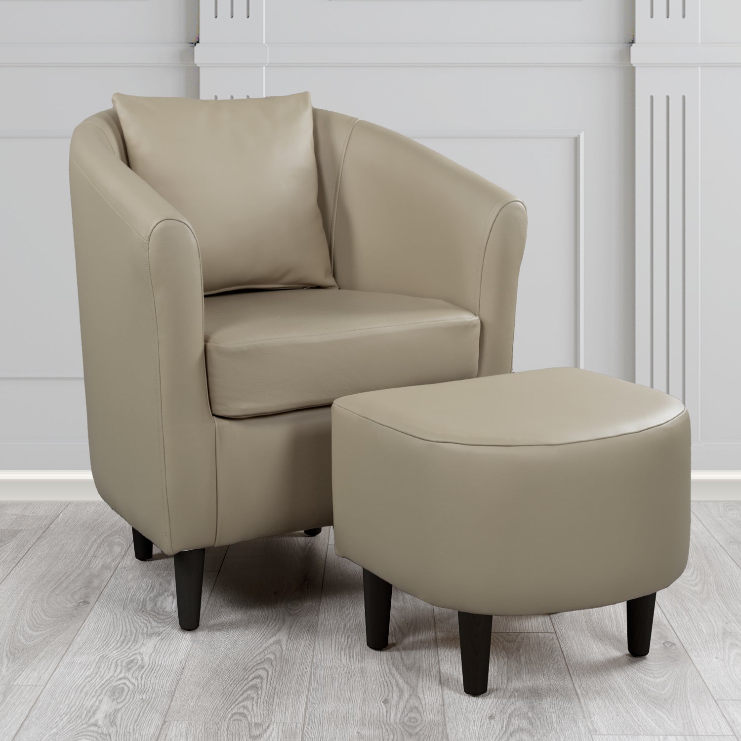 St Tropez Shelly Silver Birch Crib 5 Genuine Leather Tub Chair & Footstool Set With Scatter Cushion (6619534032938)