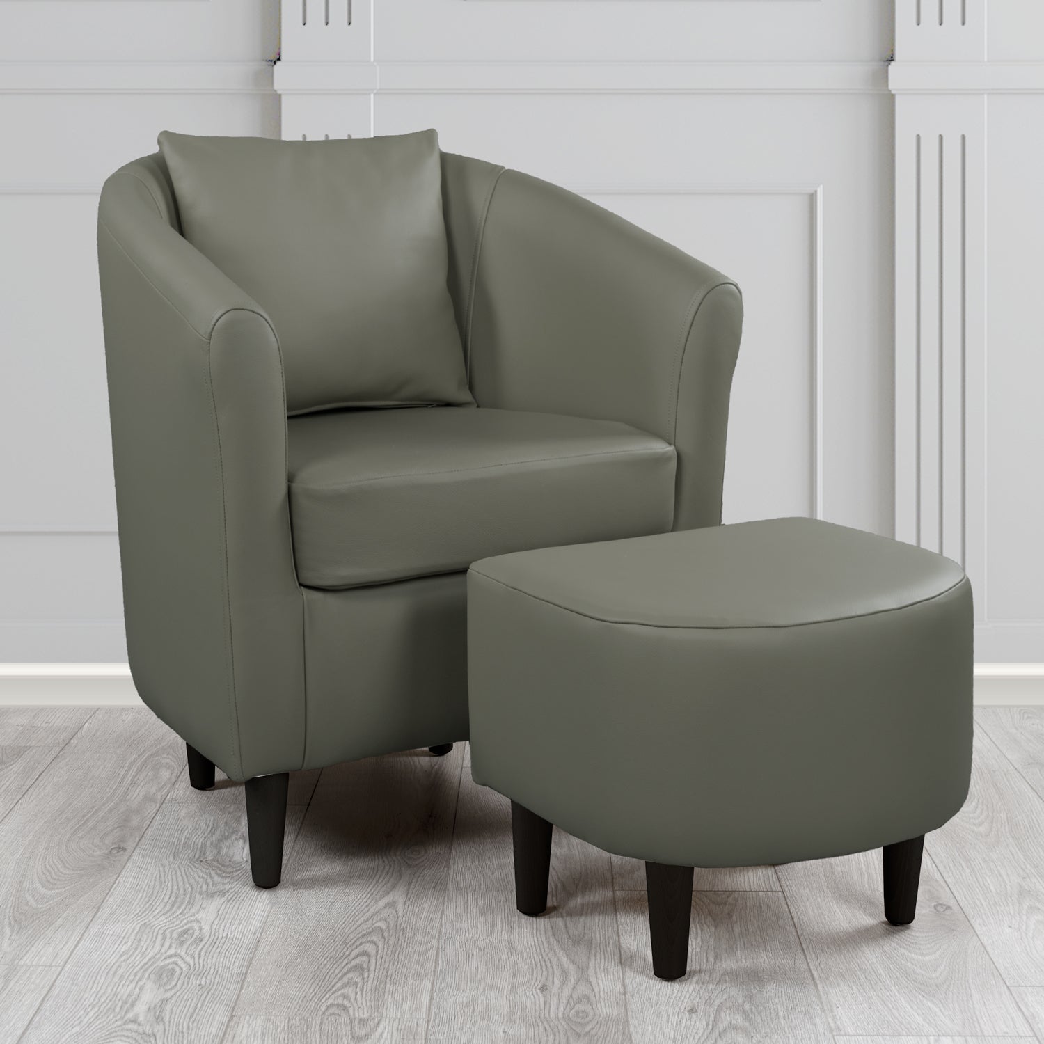 St Tropez Shelly Steel Crib 5 Genuine Leather Tub Chair & Footstool Set With Scatter Cushion (6619538653226)