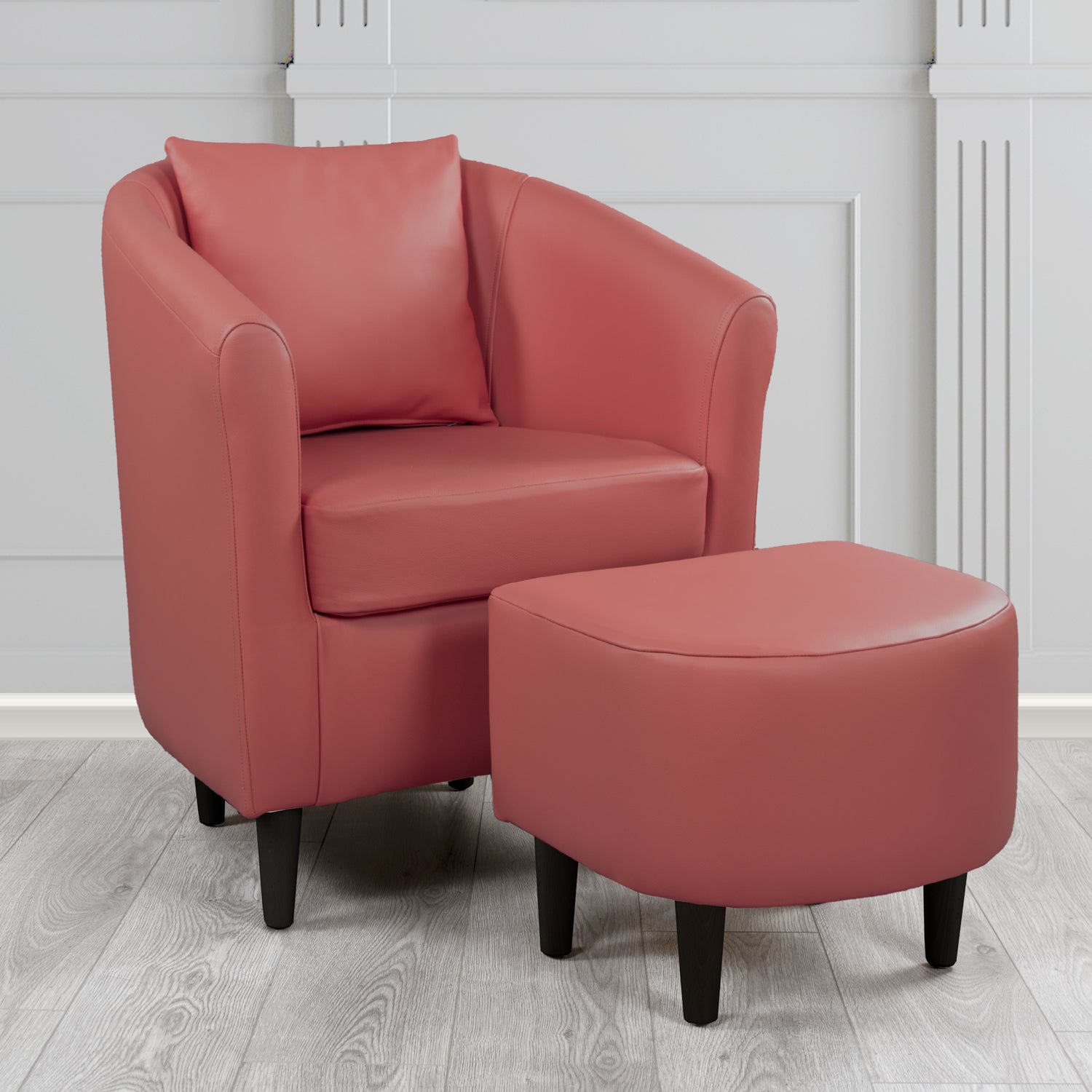 St Tropez Shelly West Crib 5 Genuine Leather Tub Chair & Footstool Set With Scatter Cushion (6619545403434)
