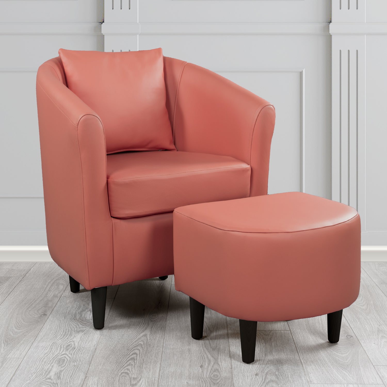 St Tropez Shelly Wood Burner Crib 5 Genuine Leather Tub Chair & Footstool Set With Scatter Cushion (6619546976298)