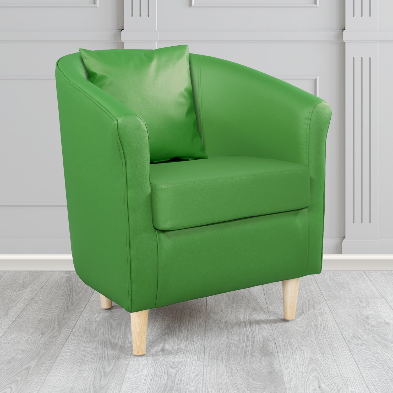 St Tropez Green DZE Faux Leather Tub Chair (6628826087466)