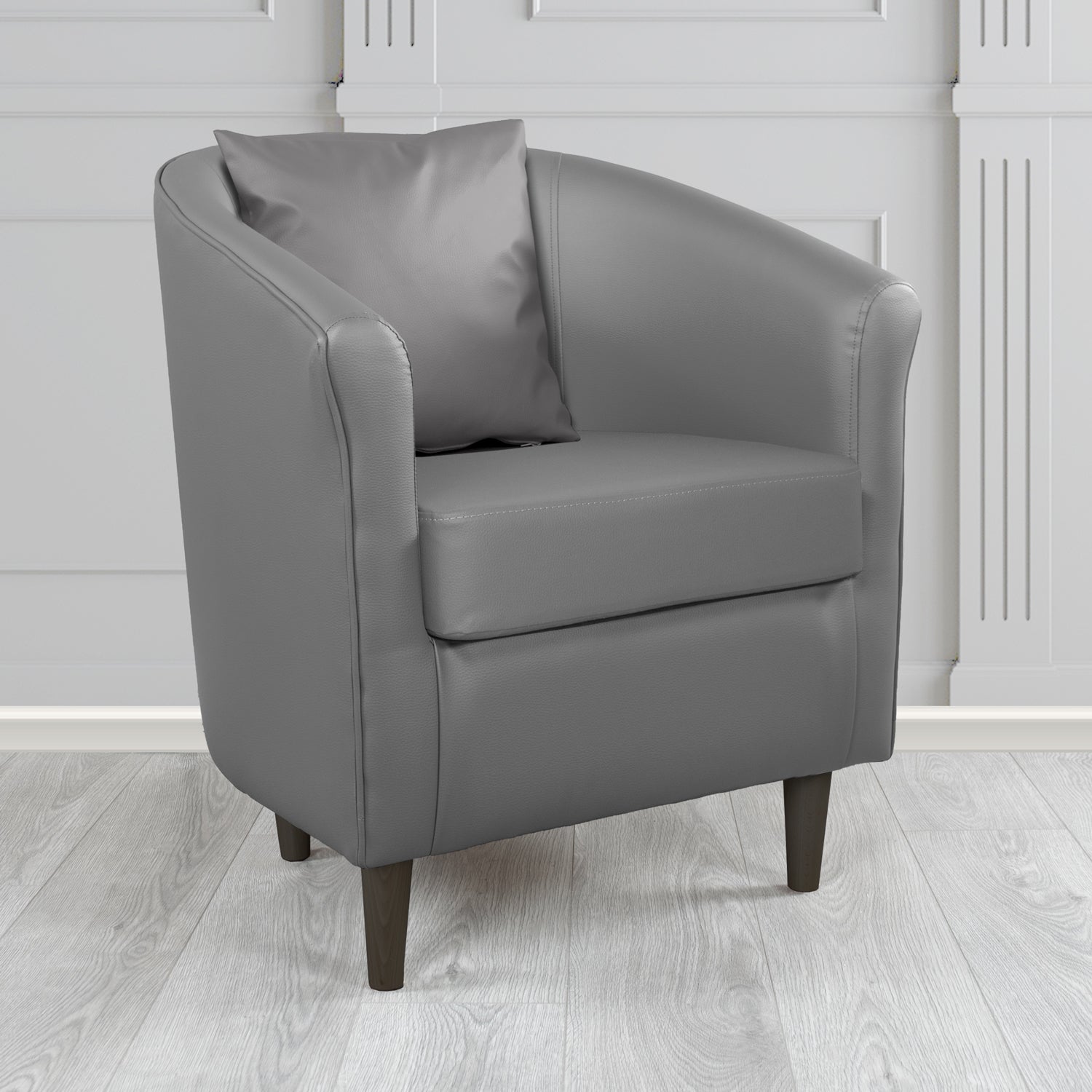 St Tropez Grey DSZ Faux Leather Tub Chair (6628827267114)