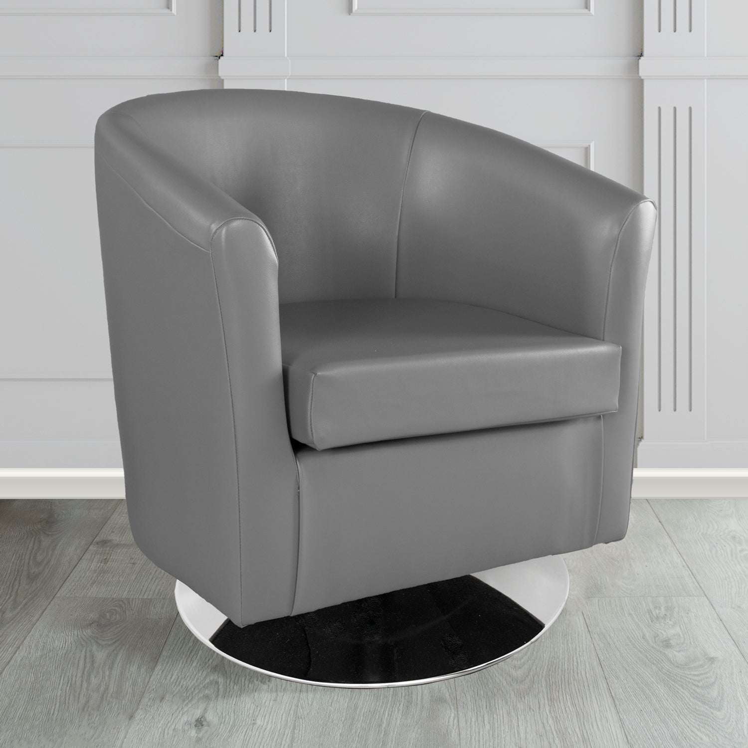 St Tropez Just Colour Battleship Crib 5 Faux Leather Swivel Tub Chair