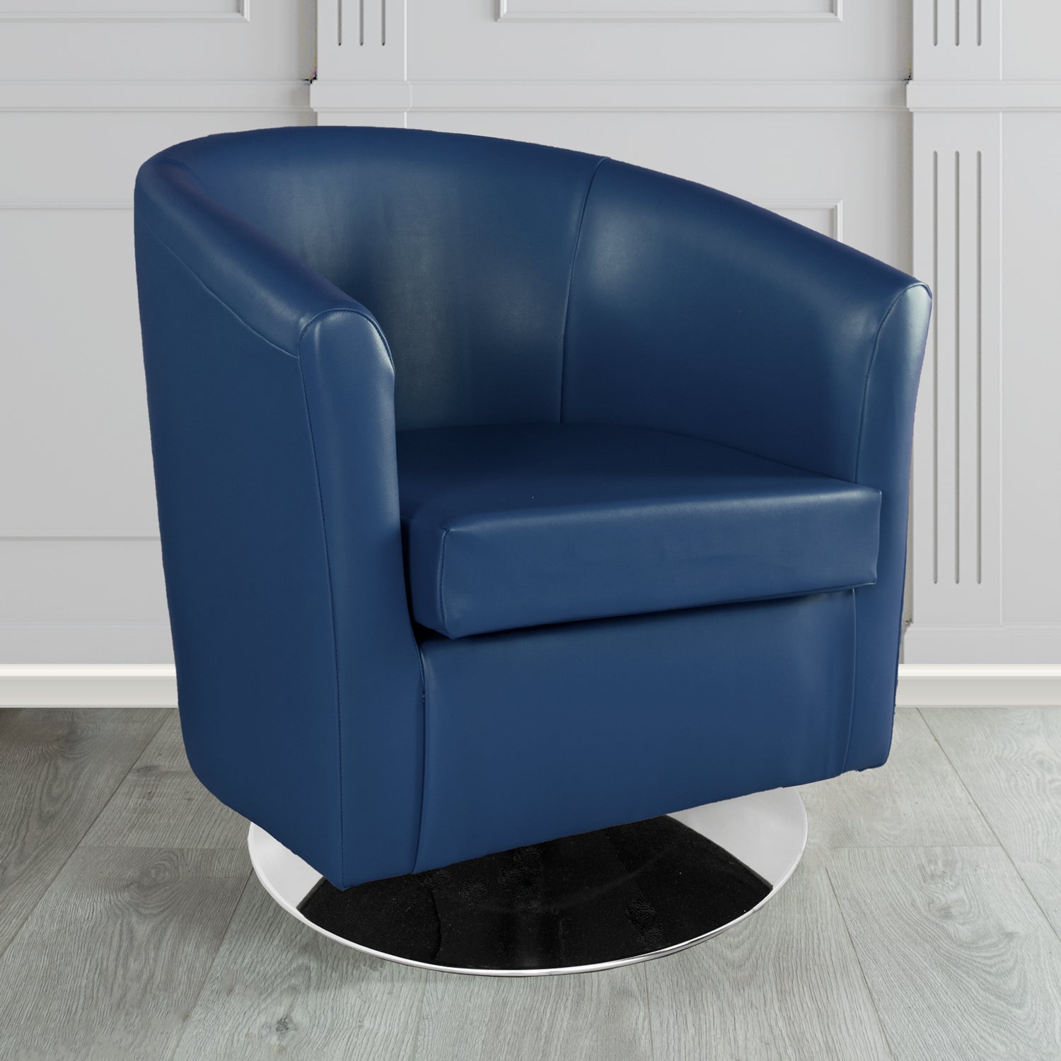 St Tropez Just Colour Sapphire Blue Crib 5 Faux Leather Swivel Tub Chair (4524538953770)