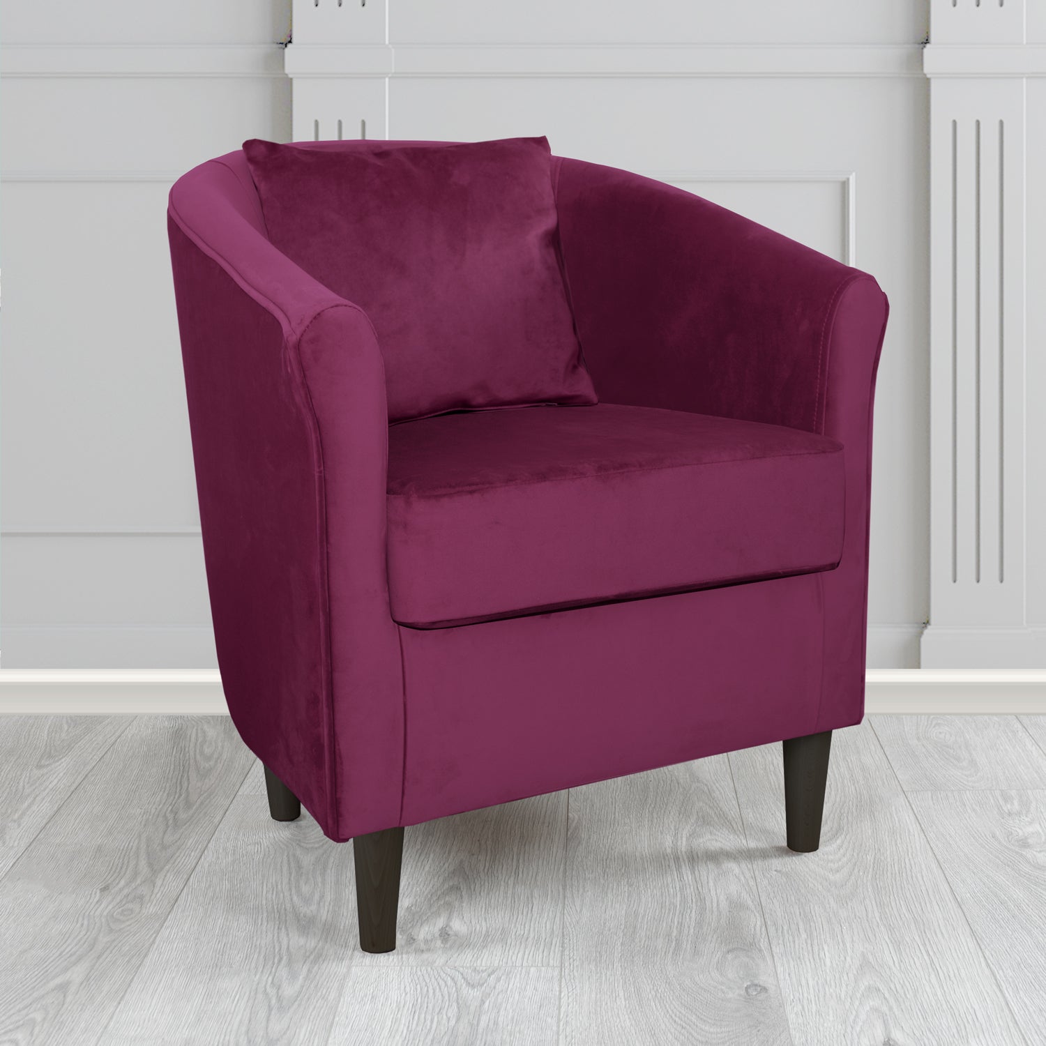 Express St Tropez Monaco Amethyst Plush Velvet Fabric Tub Chair with Scatter Cushion (6604803604522)