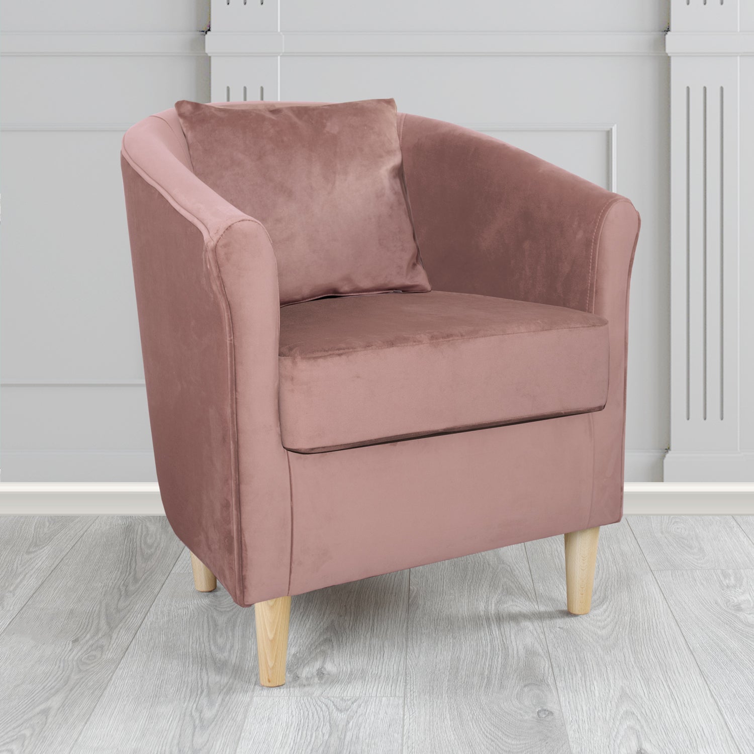 Express St Tropez Monaco Heather Plush Velvet Fabric Tub Chair with Scatter Cushion (6604849807402)