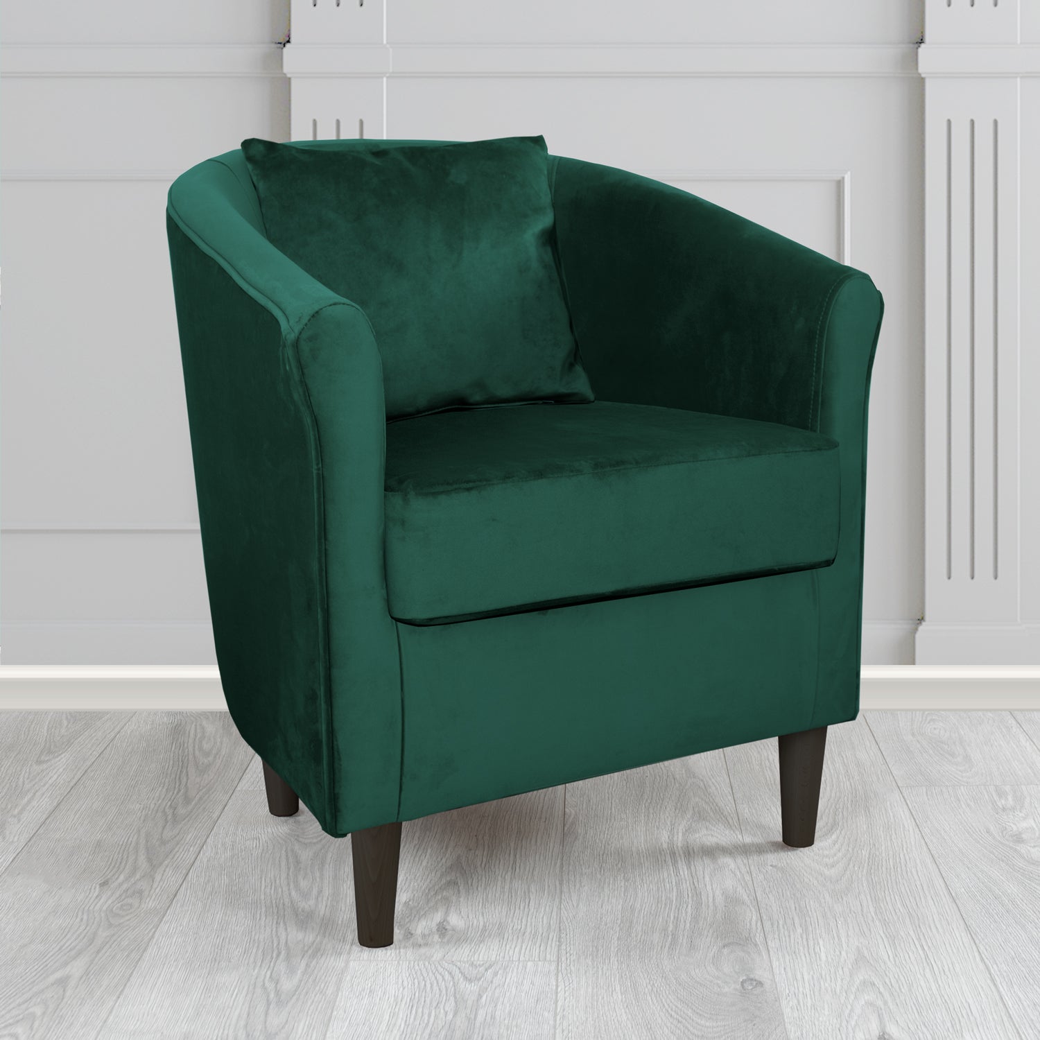 Express St Tropez Monaco Jasper Plush Velvet Fabric Tub Chair with Scatter Cushion (6604851871786)
